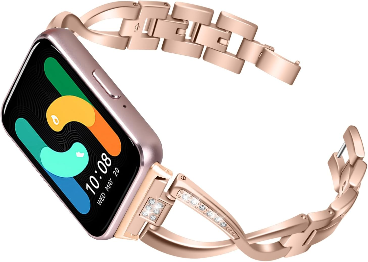 Compatible with Samsung Galaxy Fit 3 Bands, Big X Premium Stainless Steel Quick Release Bracelet, Wristband Stainless Steel Bracelet Replacement Straps for Women