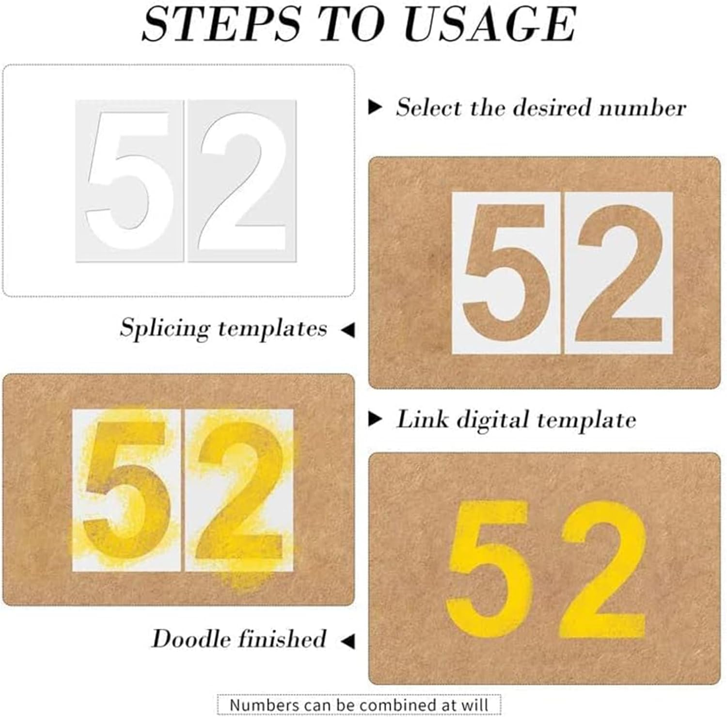 Hunken 9 IN/22.9 CM Large Number Stencils Set (0-9), 10 Pcs Reusable Plastic Templates for Painting, Curb Address Numbers, Mailbox, Road Signs, Doors, Cars, Trucks, Windows, Games & More image number 2