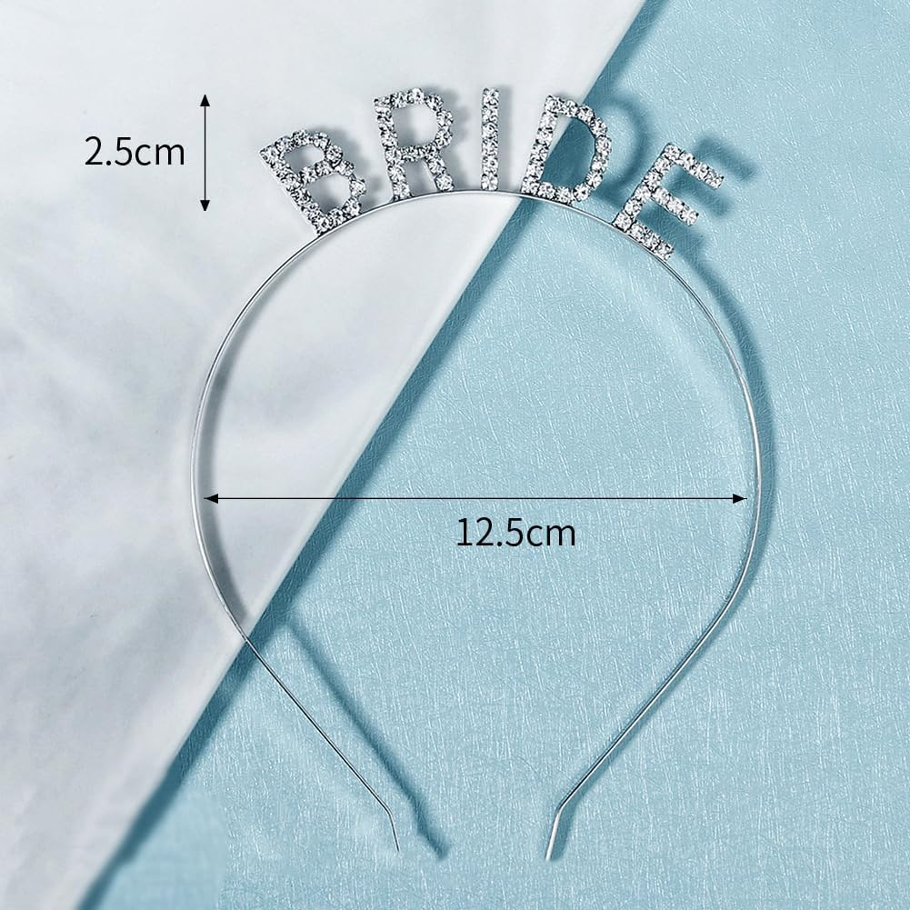 Rhinestone Bridal Headband Hen Night Hair Band Bridal Shower Headpiece Sparkling Crystal Bridal Crown Engagement Party Hair Accessories for Wedding, 12 Cm, Crystal image number 3