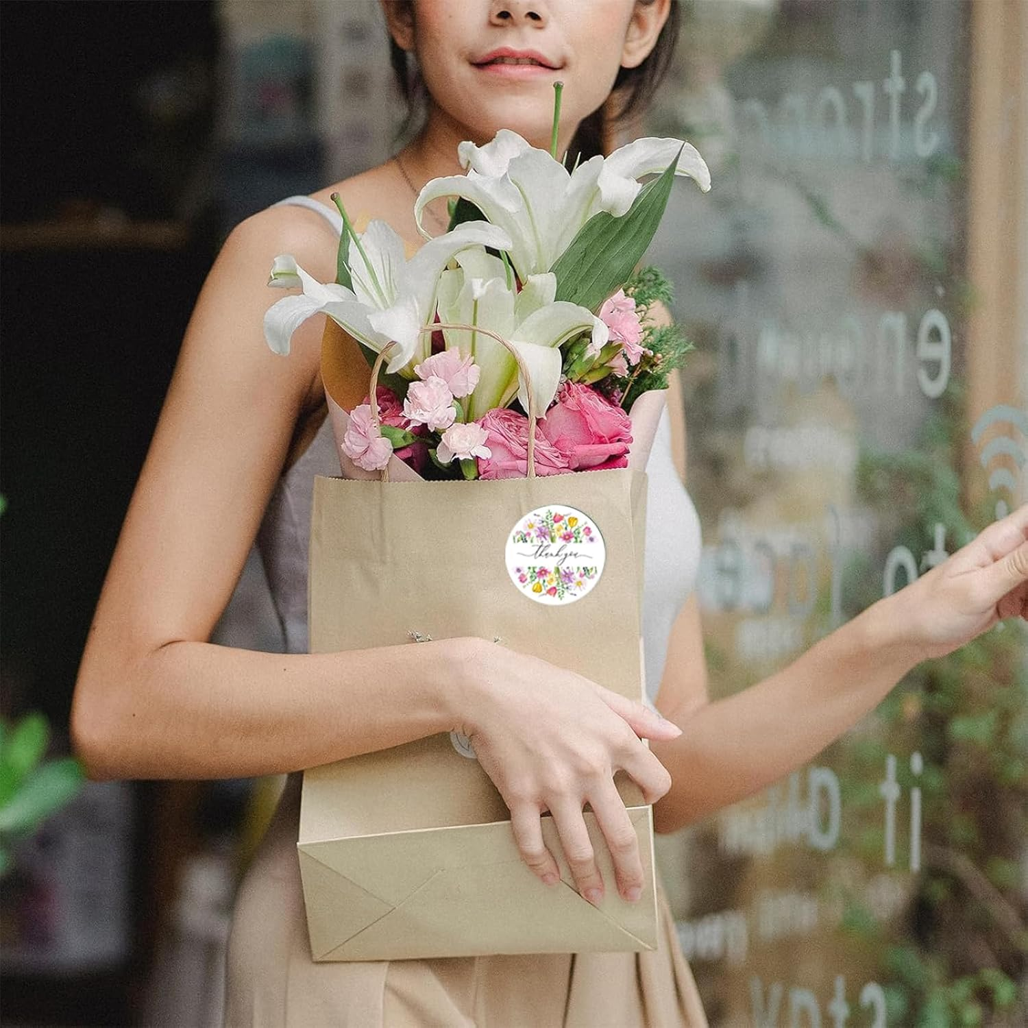 1000Pcs Thank You Stickers, Envelope Stickers Wildflower Spring Thanks Stickers 2.5 Cm/1 Inch Thank You Tags Seal Labels for Business Wedding Festival Baby Shower Birthday Party (2 Rolls) image number 6