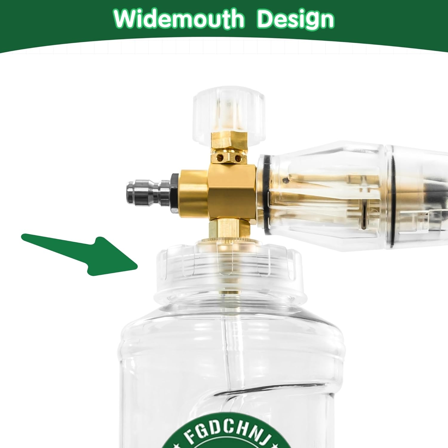 FGDCHNJ Transparent Foam Cannon Snow Foam Gun with 1/4 Inch Quick Connect Professional Car Wash Foam Spray 1L Wide Mouth Bottle Multifunctional Clean Accessories for Home Car Motorcycle Bike