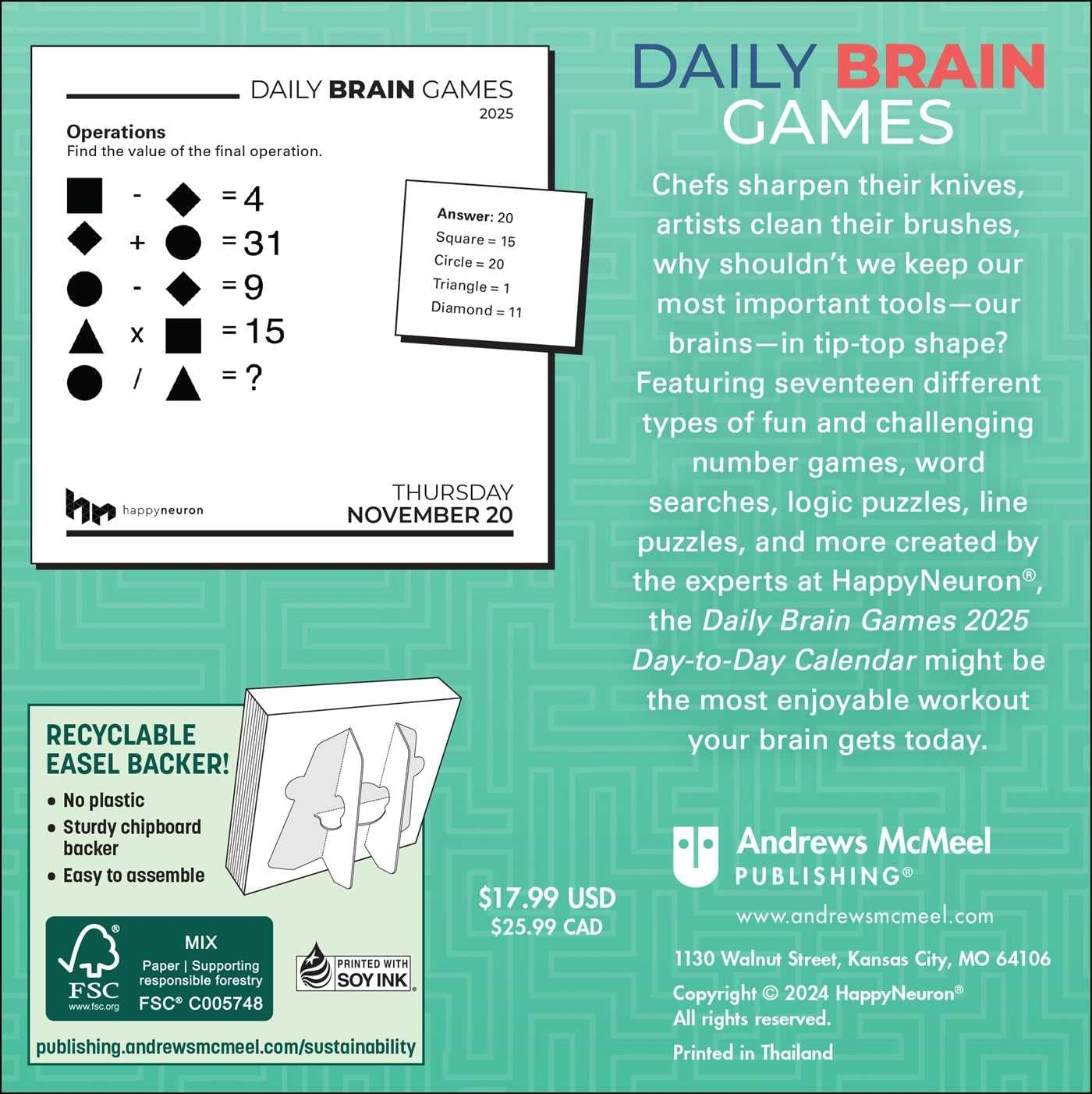 Daily Brain Games 2025 Day-To-Day Calendar image number 1