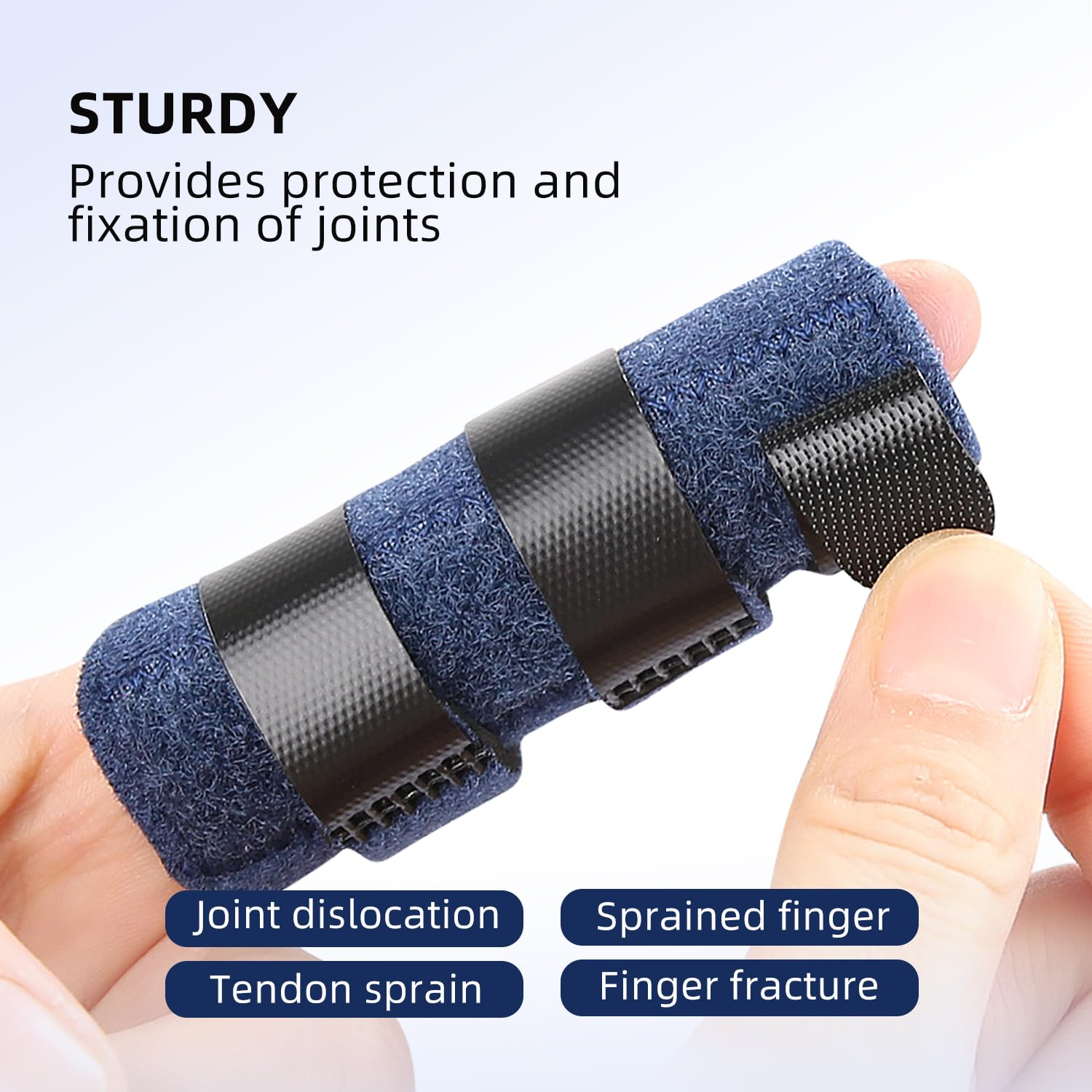 Finger Splint, [4 Pcs ] Upgraded 3 Straps Trigger Finger Brace Support for Arthritis Broken Finger Protection Pain Relief Straighten (Black) image number 6