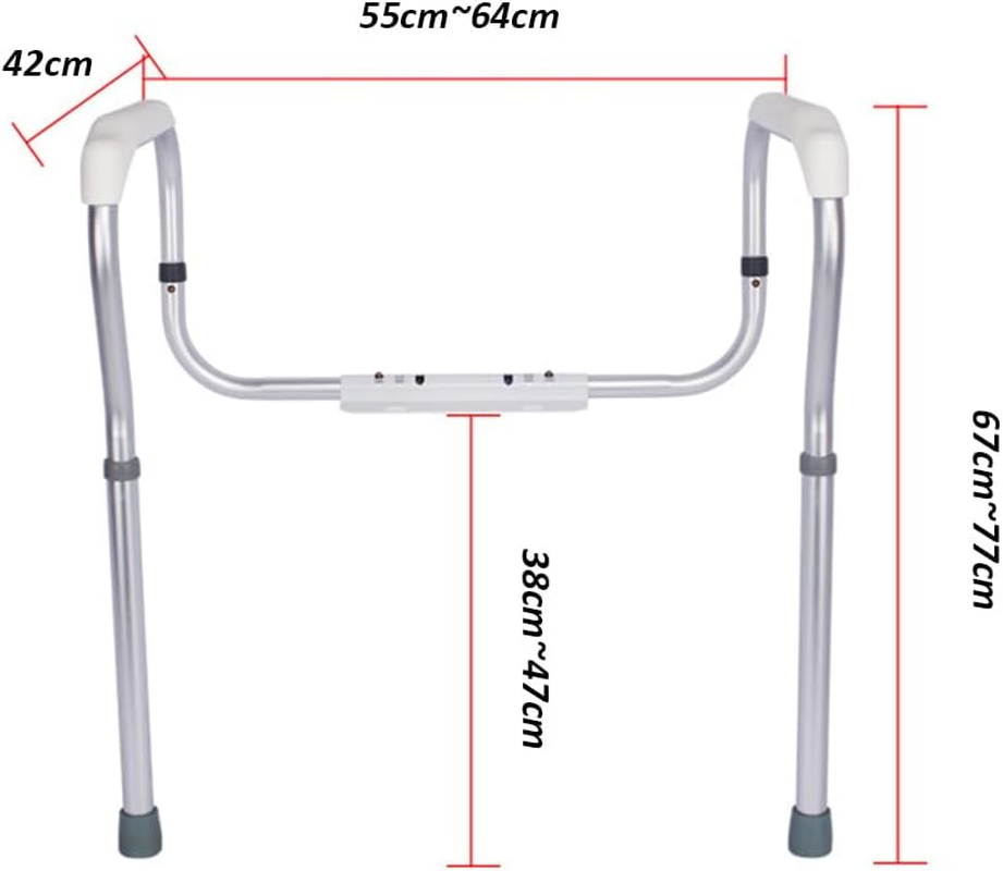 Toilet Safety Rails,Stand Alone Toilet Frame,Adjustable Bathroom Toilet Handrail,Non Perforated Toilet Armrest,Removable Assist Devices,For Elder,Pregnant Woman, Disabled People image number 2