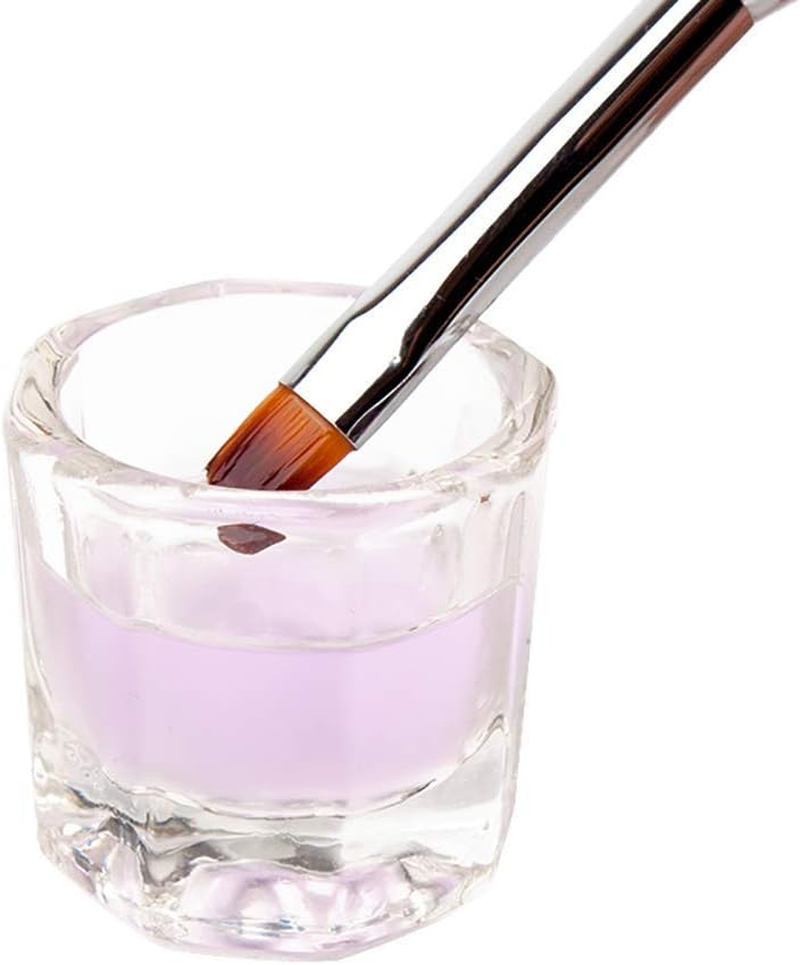 Kalolary 2 Pcs Mini Dappen Dish for Nail Acrylic Powder, Glass Crystal Cup with Stainless Steel Lid Nail Art Acrylic Liquid Powder Nail Crystal Bowl Glassware Tools for Nail Art Manicure image number 5