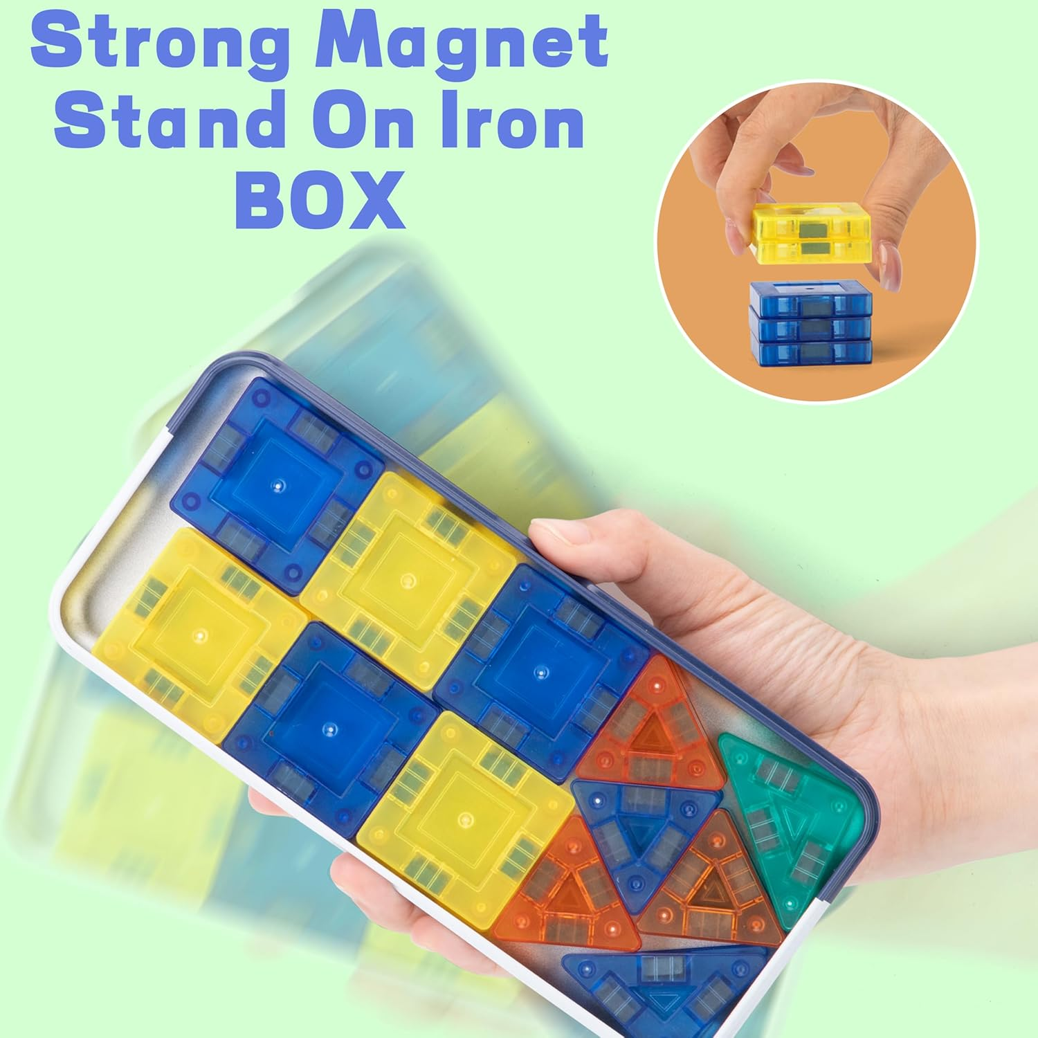 Travel Magnetic Tiles for Kids, 30PCS Magnet Mini Building Blocks, STEM Construction Christmas Birthday Gifts for 3 4 5 6 7+Year Old Boys Girls image number 2
