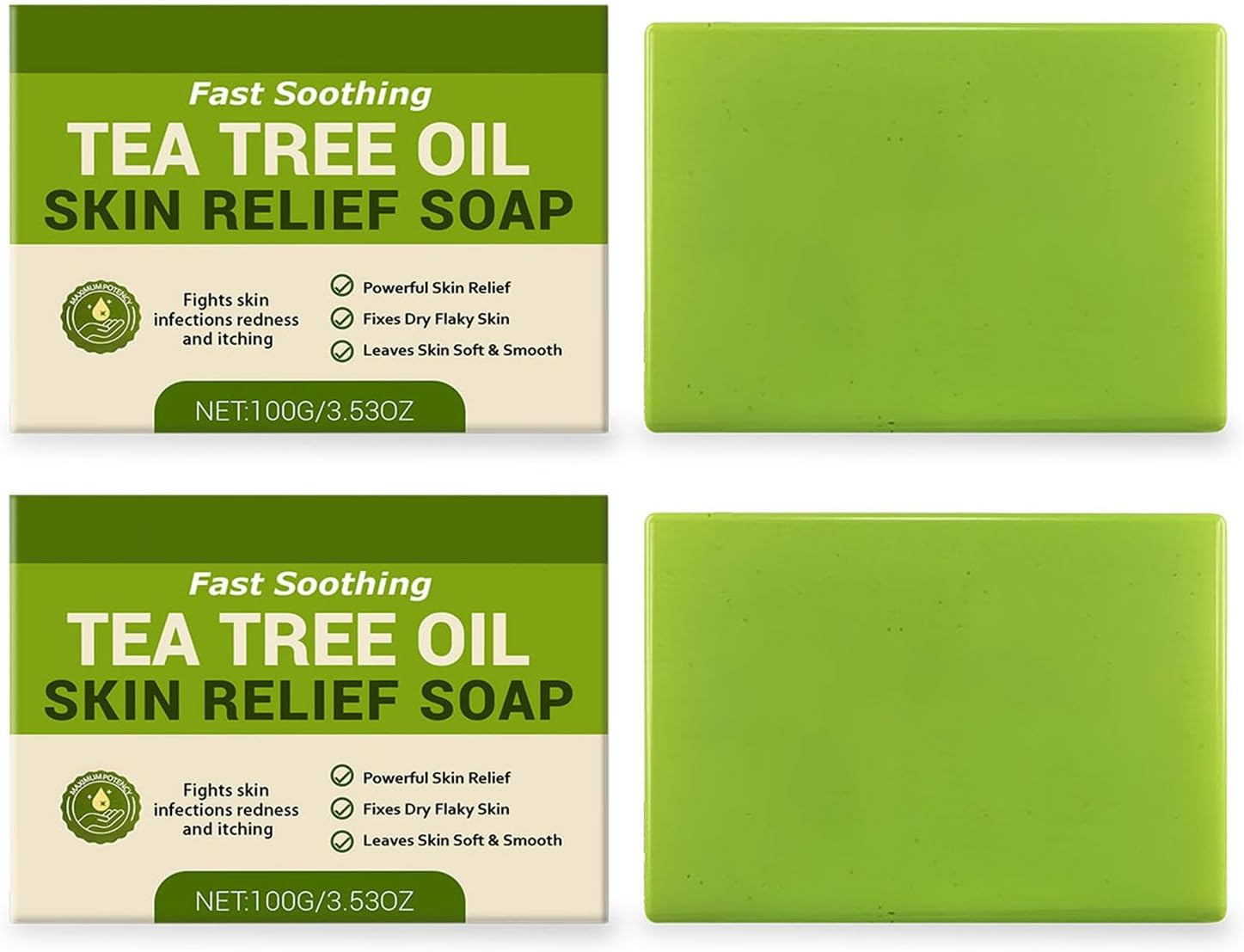 Loravey Tea Tree Relief Soap Bar, Tea Tree Oil Soap Bar, Green Soaps, Natural Foot & Body Soaps for Healthy Skin, All Natural Skin Cleanser, for Men & Women (3PC)