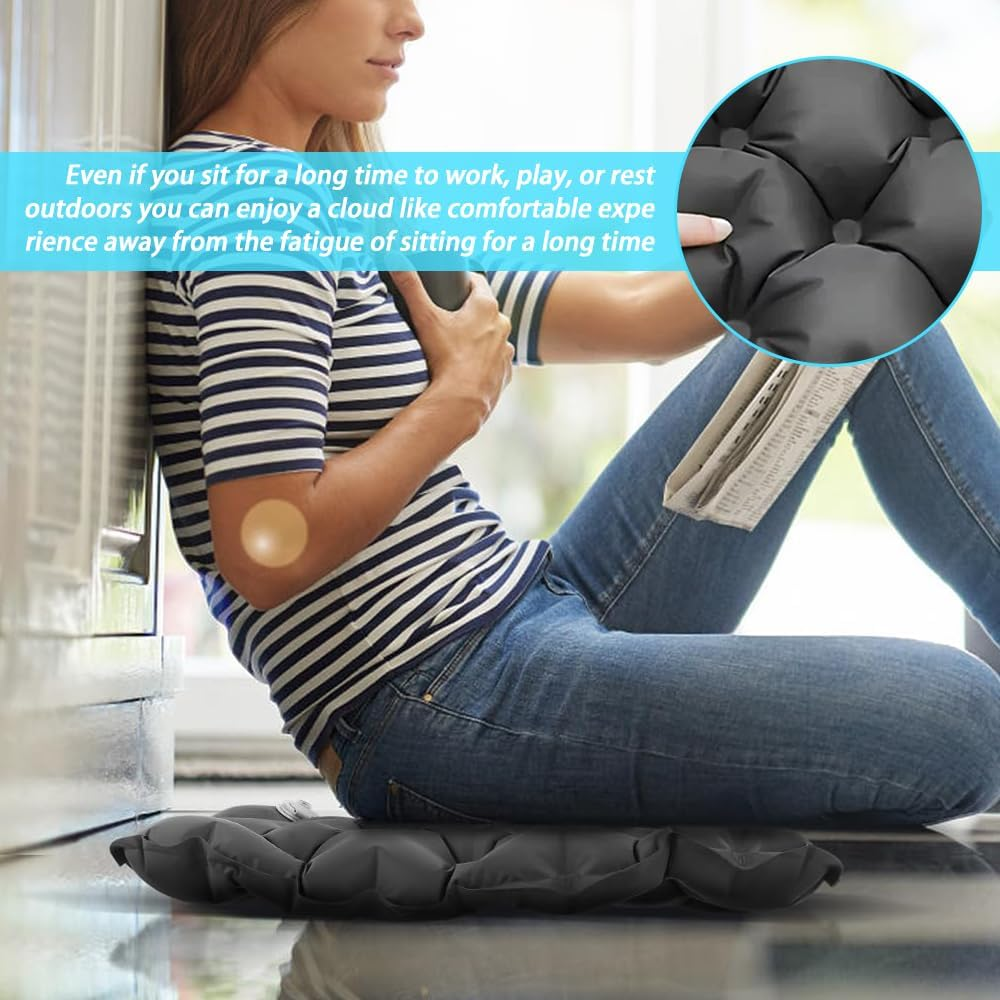 Inflatable Seat Cushion for Sore Prevention, Travel Seat Cushion with Waterproof, Portable Mat to Sit on for Camping Walking Hiking Travel Fishing,Pressure Relief Cushion Indoor Outdoor image number 2