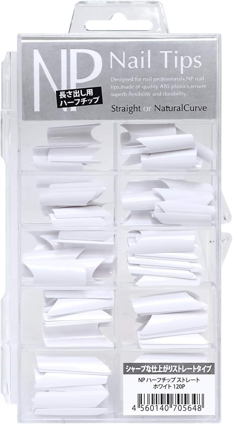 NP Nail Tips, Half Tip, Straight, White, 120P image number 1