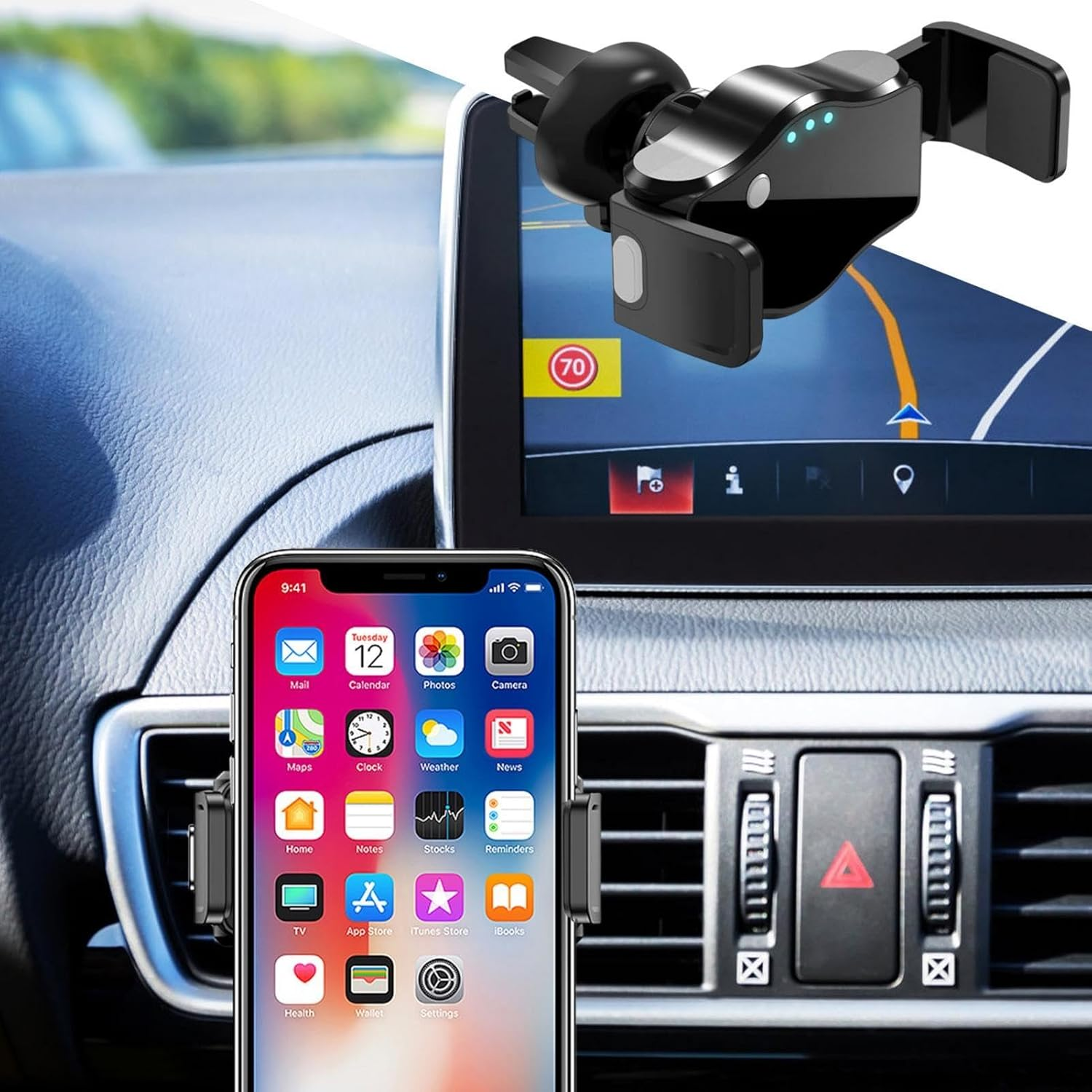 Phone Holder for Car - Car Phone Mount | Dashboard Cell Phone Holder Car, 360&deg; Rotatable Car Phone Holder Mount with Non-Slip Silicone, Compatible with Smartphone image number 6