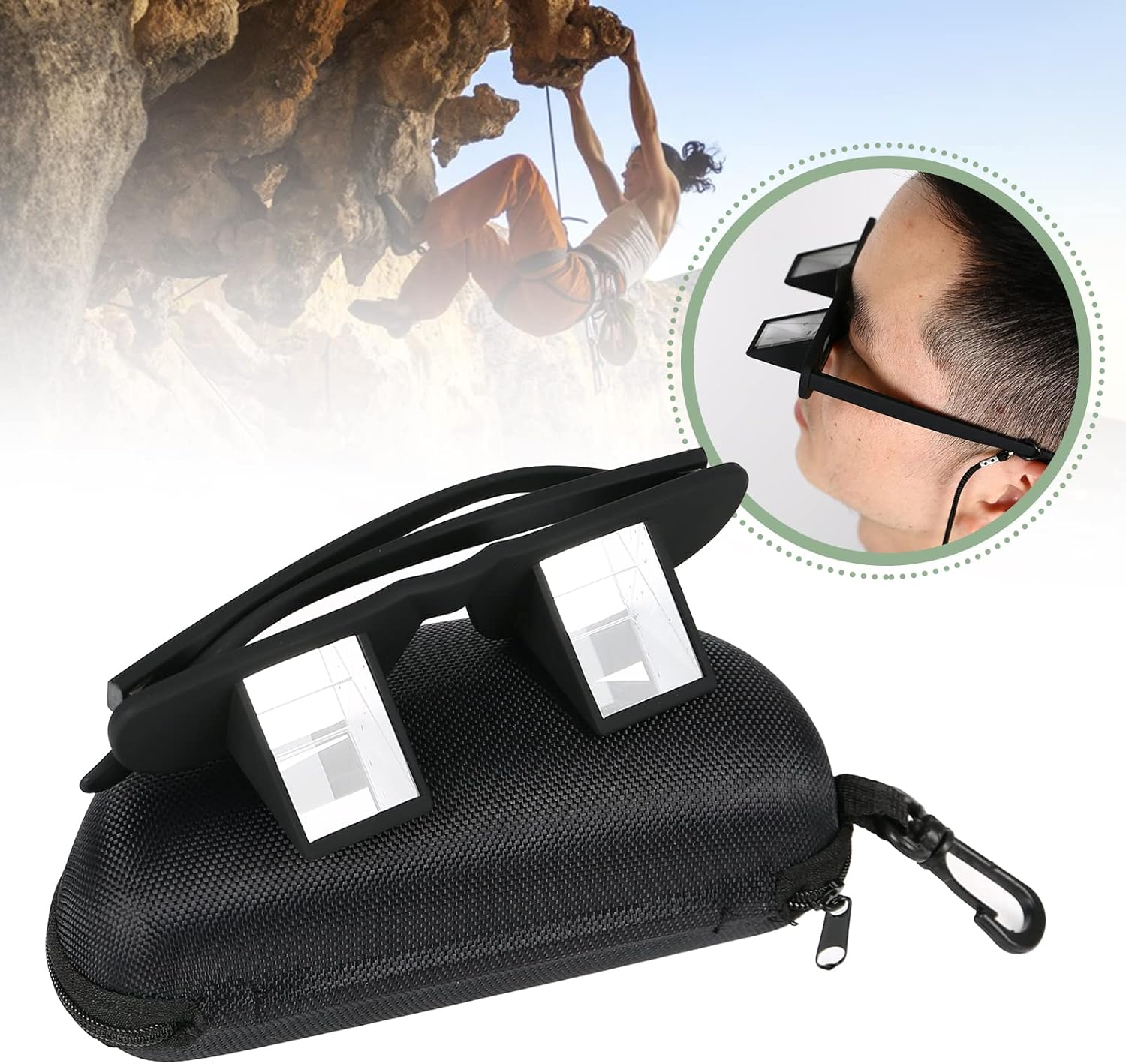 Rock Climbing Belay Glasses, High Definition Lightweight Belaying Glasses with Storage Bag, PC Frame Portable Belayer Glasses for Mountaineering image number 2