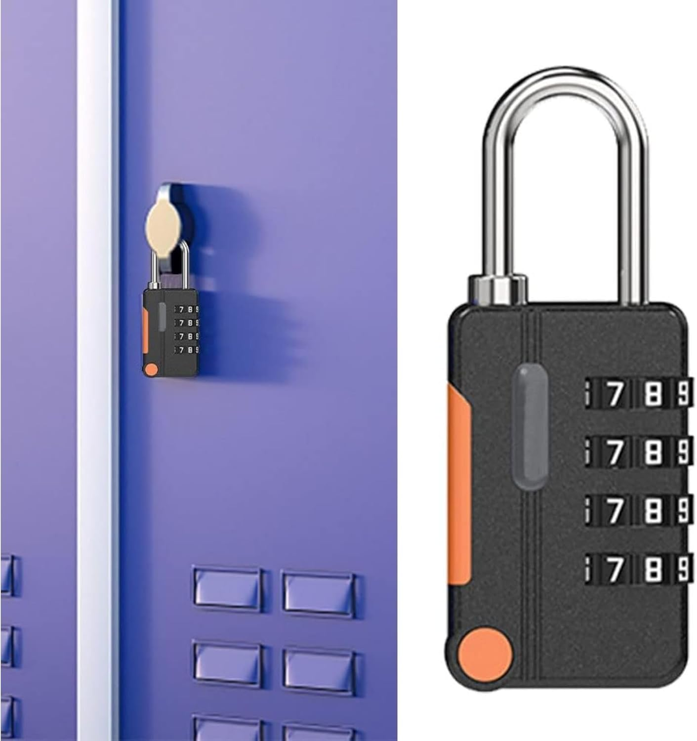 2 Pack 4 Digit Combination Lock Set &ndash; Small Waterproof Padlocks for School, Gym, Sports Lockers, Fences, Toolboxes, Gates, Cases, Hasp Storage (Black) image number 2