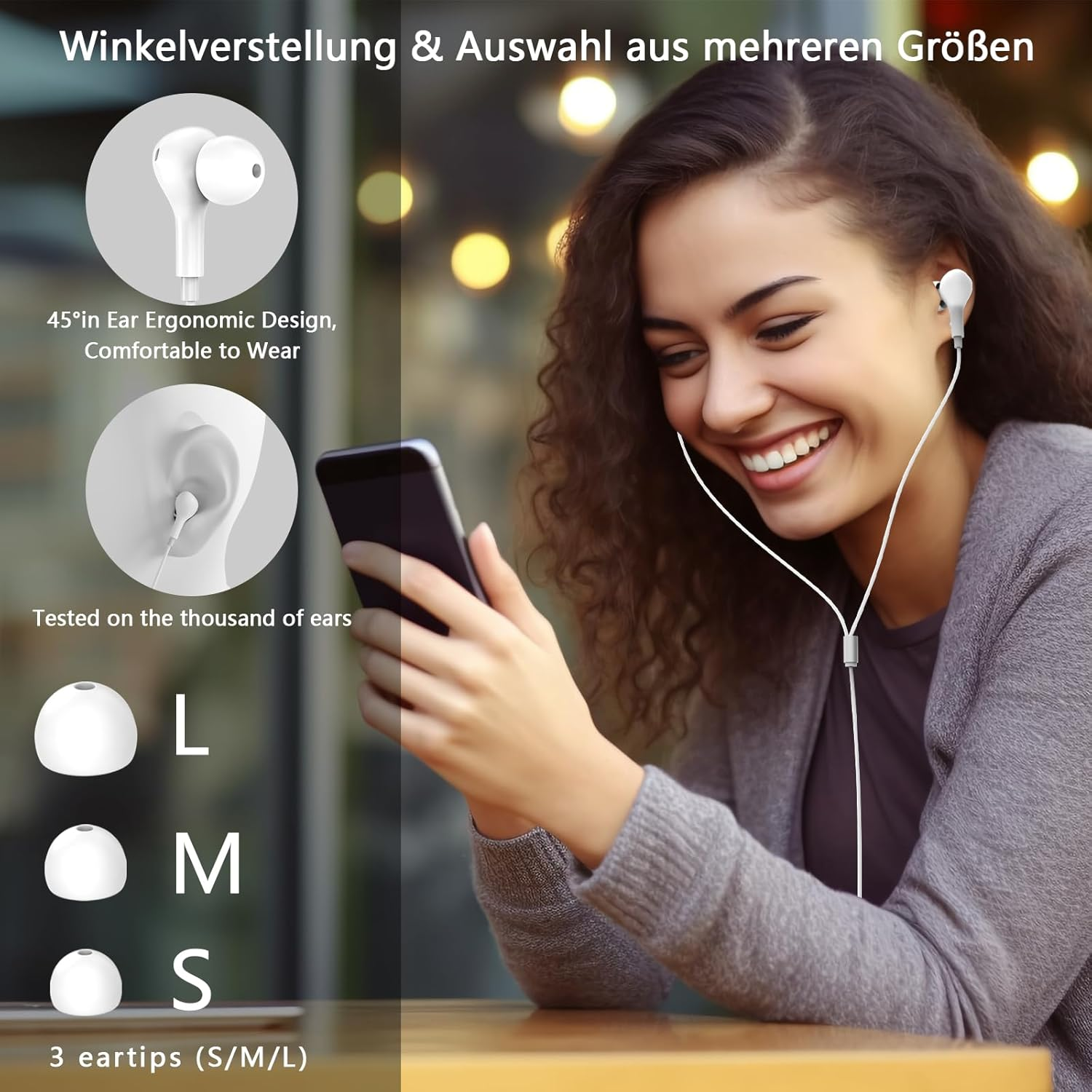 USB C Headphones for Iphone 16/15/15 Pro Max for Samsung Galaxy S25 S25 Ultra A56 A36 A26 A55 A53 A54 A33 A34 A35 S23 Ultra S22 FE S20 Headphones with Microphone In-Ear Headphones with Cable Earphones image number 3