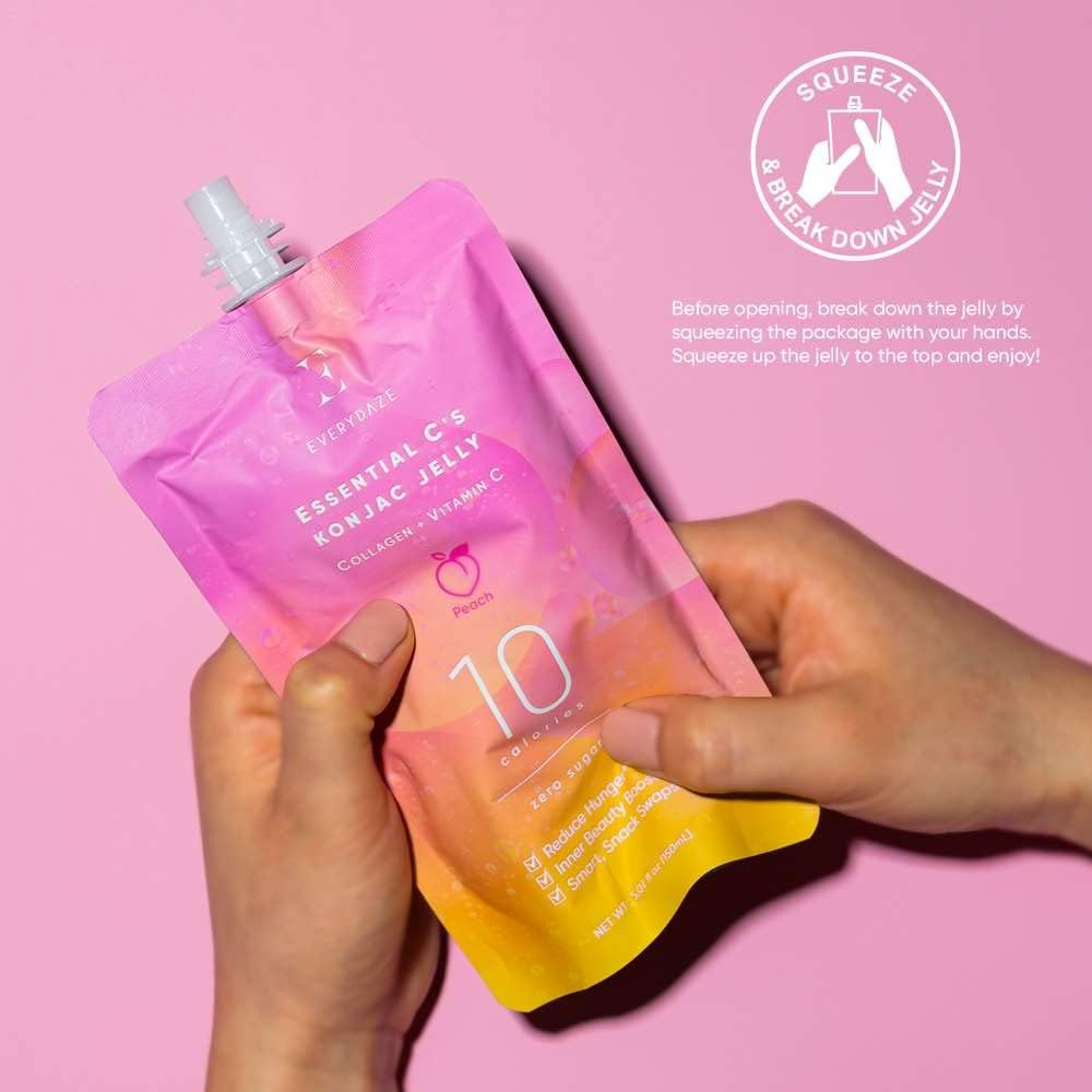 Essential C'S Plant Based Konjac Jelly - Peach, 10 Calories, with Collagen and Vitamin C, 30 Day Supply image number 4