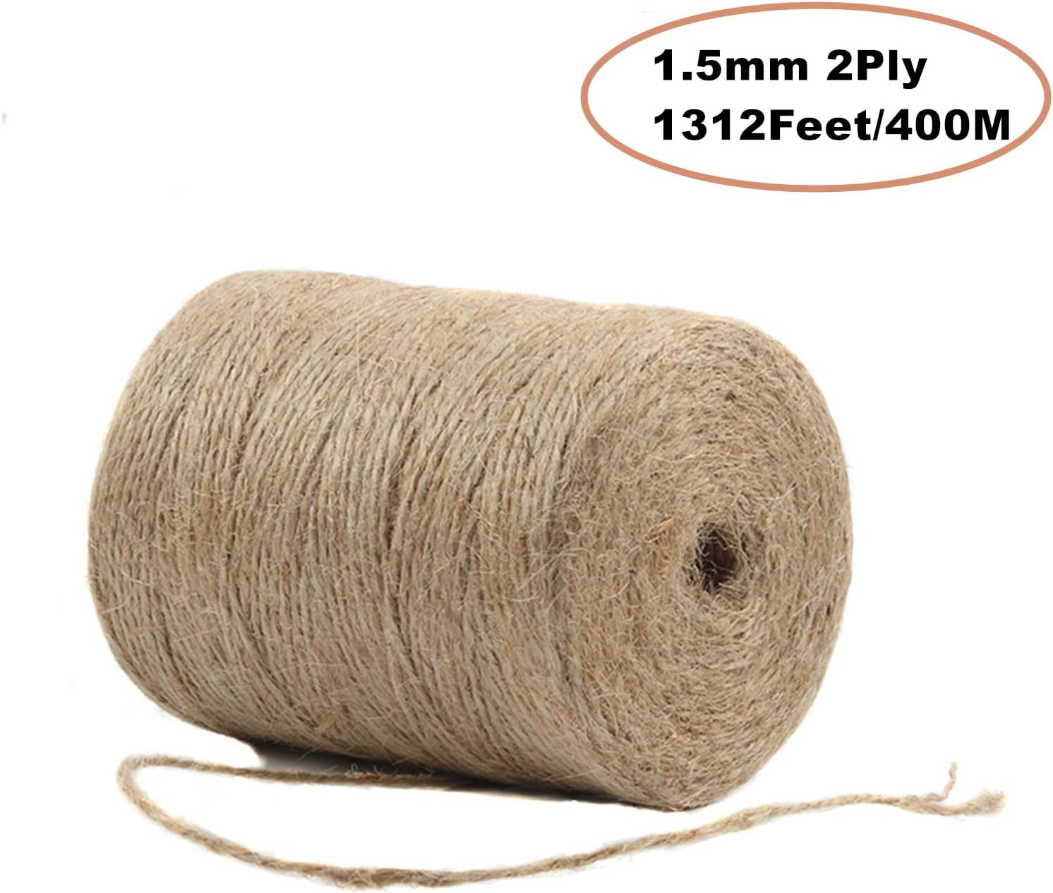 1312Feet 1.5Mm Twine String Jute Rope for Crafts/Gift Packing/Garden (1.5Mm 2Ply 1312Feet)