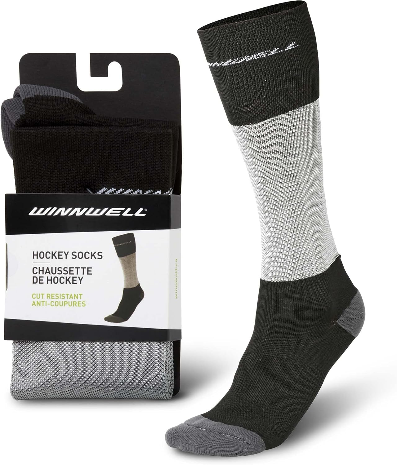 Winnwell Cut Resistant Hockey Socks - Ice Hockey & Field Hockey Socks with Durable Double Padded Heel and Toe image number 3