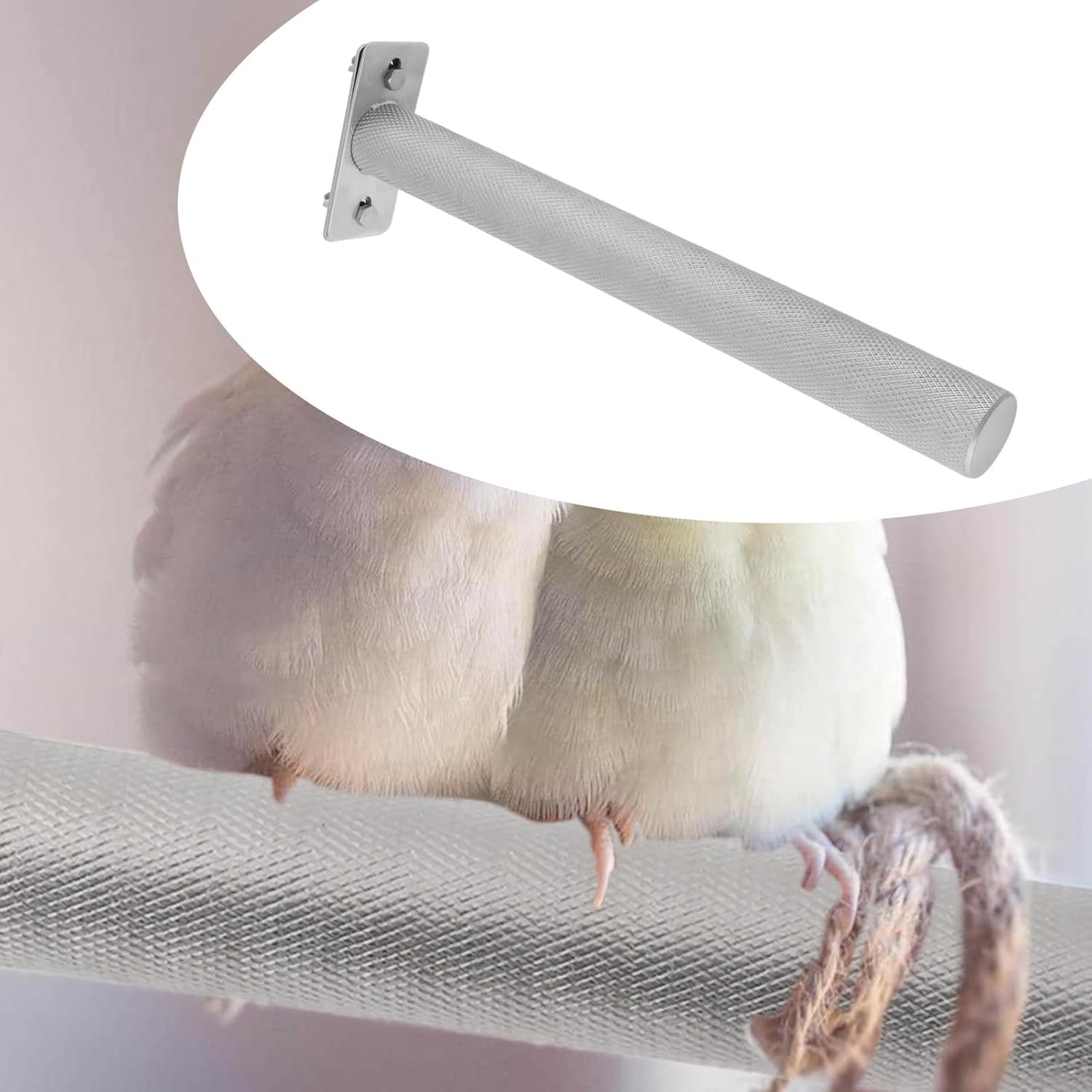 Emagtech Bird Perch Stainless Steel Parrot Perch Stand Branch for Parakeet Cockatiel Conure African Grey Small to Medium Birds(30X3.2Cm) image number 6