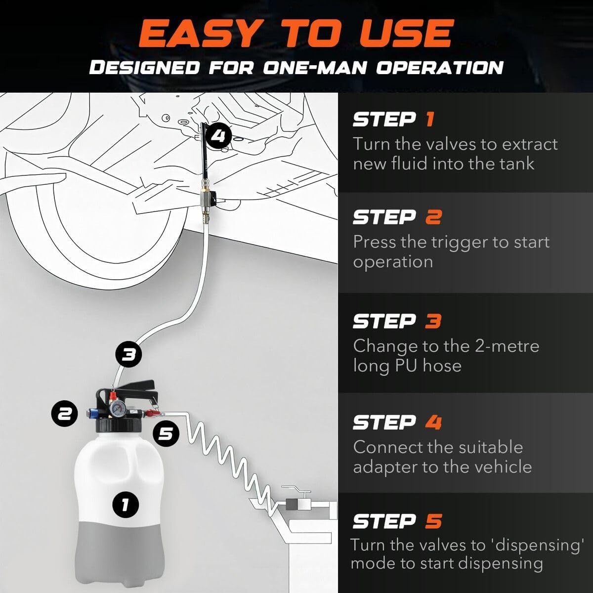 AUSWAY 10L Transmission Oil Filling System Liquid Transfer Fluid Pump Tool Dispenser Pneumatic Gearbox Filler Extractor Automotive 15 ATF Refiller image number 1