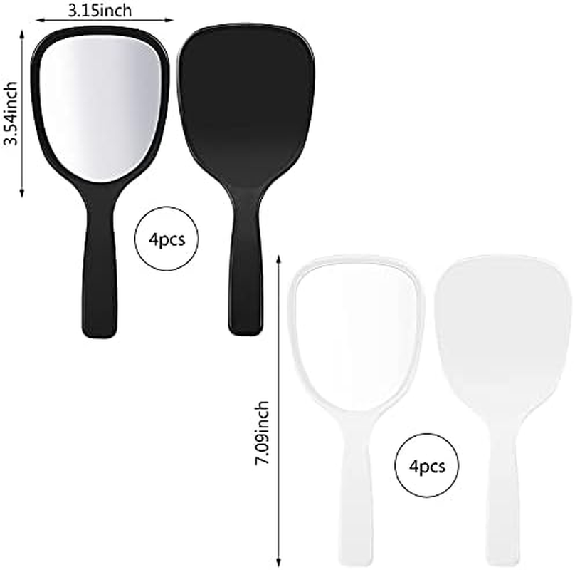 Jetec 8 Pcs Small Handheld Hand Mirror Compact Travel Makeup Mirror Handheld Cosmetic Personal Portable Vanity Glass 3.15 X 7.09 Inch (Black,White) image number 1