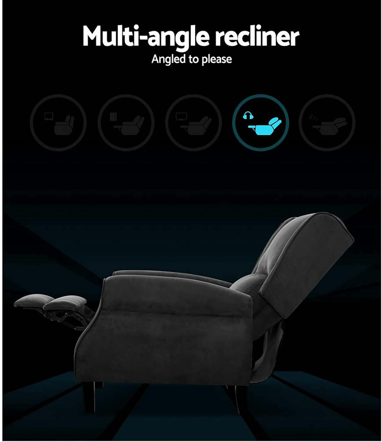 Artiss Recliner Chair Charcoal Fabric Lounge Sofa Armchair, Home Furniture Health Personal Care, Adjustable Backrest Footrest Nursing Feeding image number 2