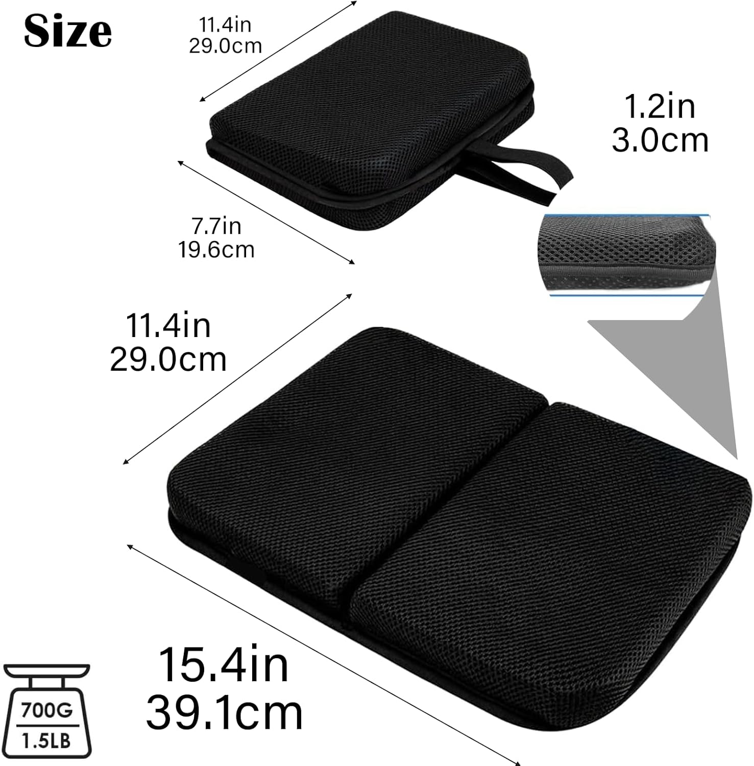 Gel-Infused Travel Seat Cushion - Portable Foldable Ergonomic Pillow for Airplane, Stadium, Camping & Office - Gel Grid Design Cooling Support for Flights, Bleachers, Commute & Outdoor Adventures image number 3