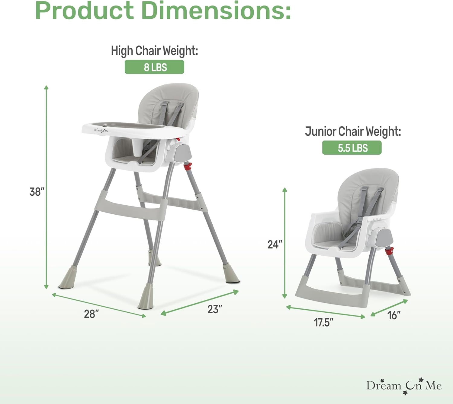 Dream on Me Portable 2-In-1 Tabletalk High Chair, Convertible Compact High Chair, Light Weight Portable Highchair, Grey - Grey image number 4