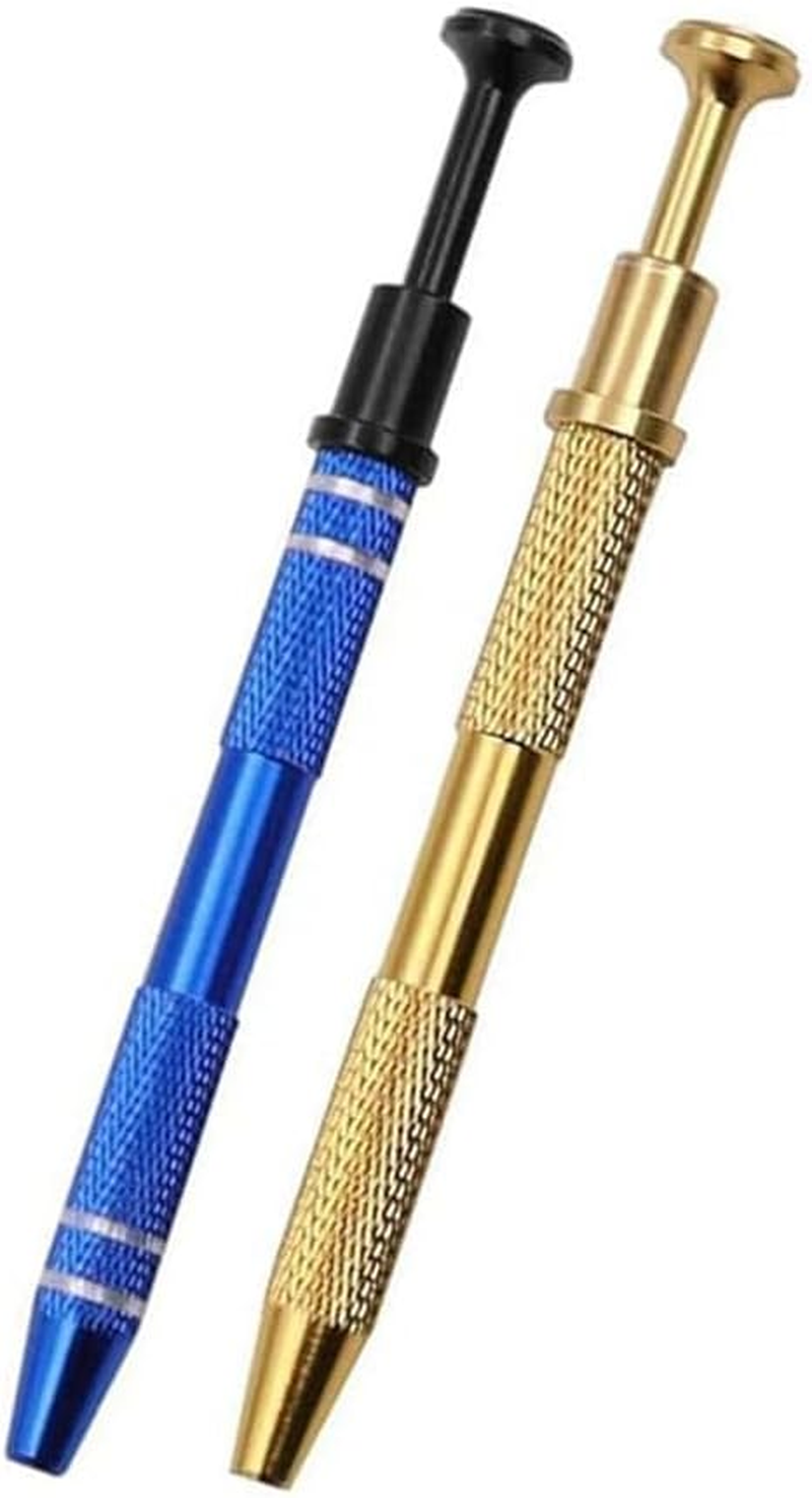 2 Pcs Piercing Ball Grabber, Pick up Tool with 4-Claw,Beads Gems Parts Claw Picker, Stainless Jewel Diamond Tweezers for Electronic Component Catcher for Tiny Objects in Home Office (Golden+Blue), image number 2