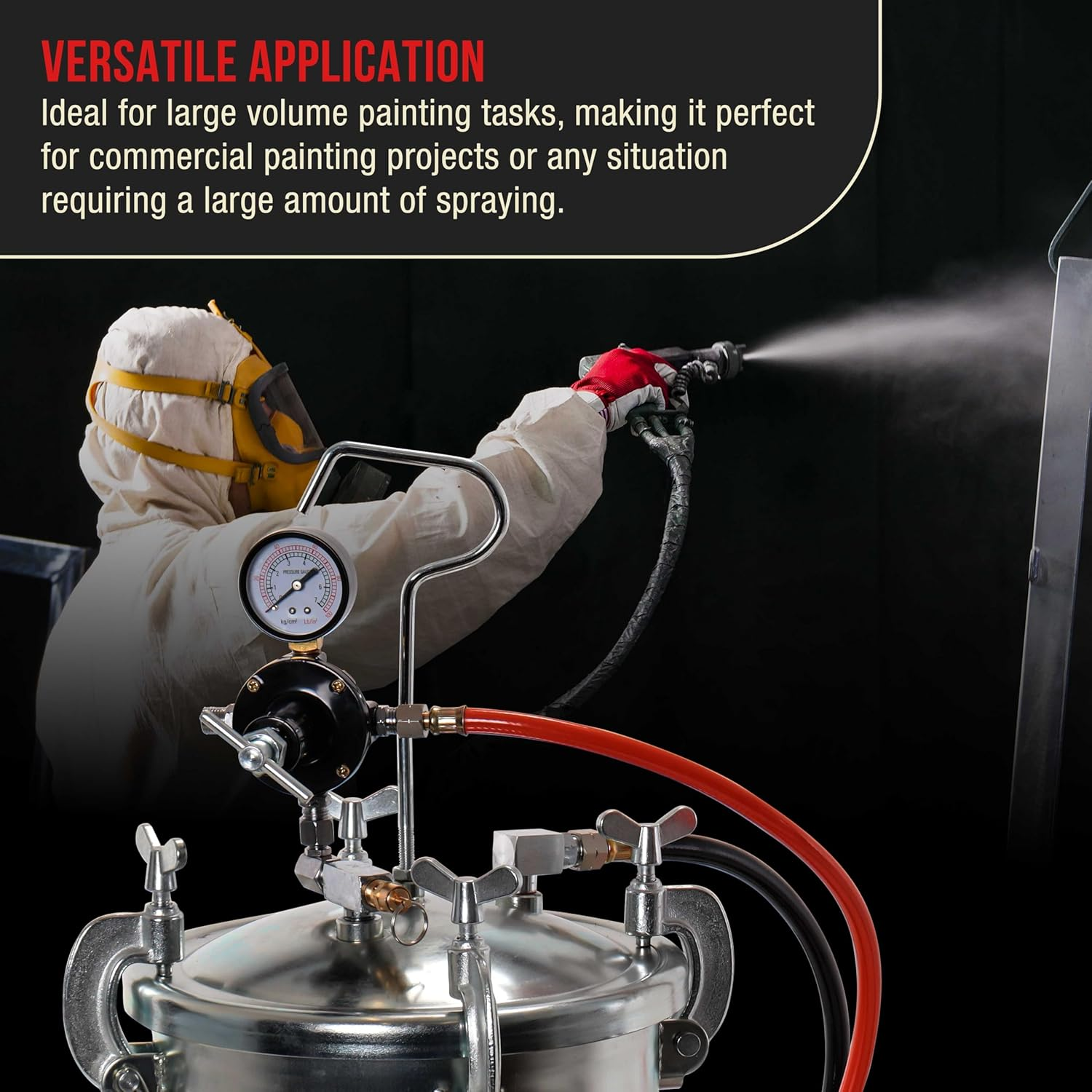 TCP Global 2-1/2 Gallon - (10 Liter) Pressure Pot Paint Tank with Regulator Pressure Gauge for Large Volume Painting and Autobody image number 5