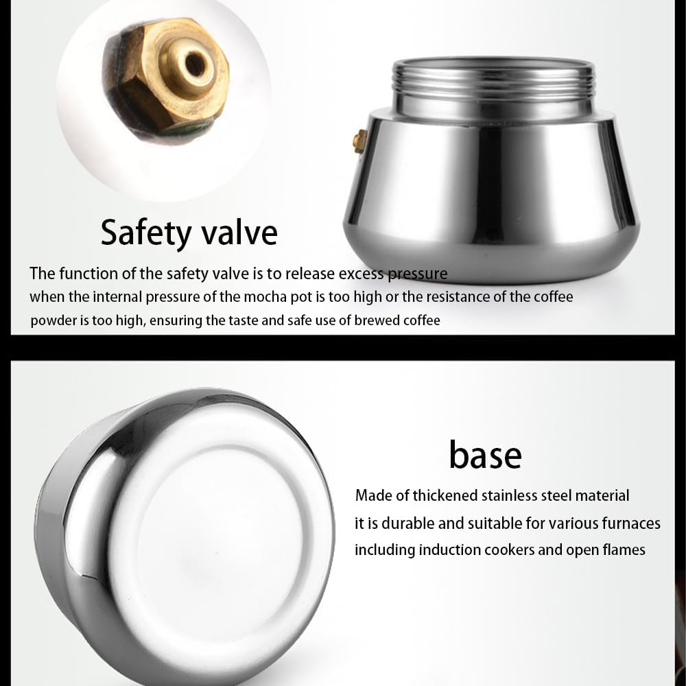 Portable Maker Pot for Induction Cooktops,Espresso Maker 100Ml,Moka Pot with Coffee Percolator Design,Stainless Steel Stove Top Coffee Maker for Camping or Home Use,Coffee Maker Stovetop(2 Cup)