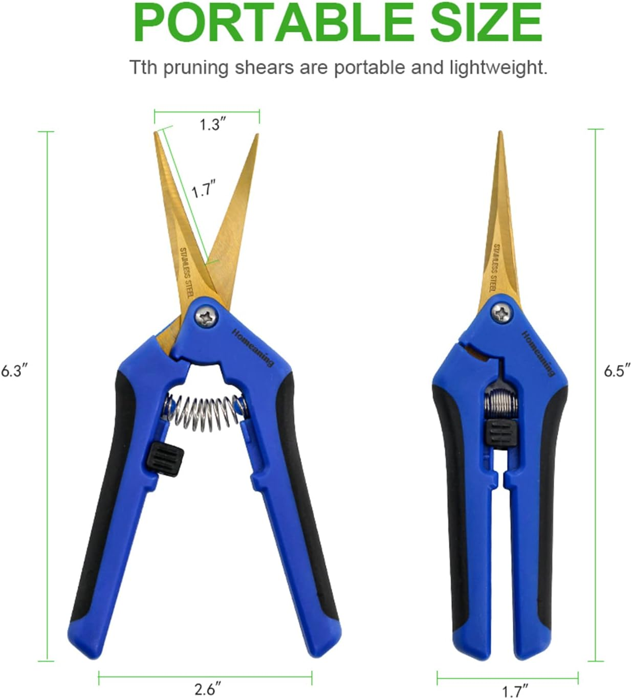 HOMEANING 1-Pack Garden Pruning Shears with Curved Blades Trimming Scissors, Gardening Hand Pruning Snips Titanium Coated Precision Bonsai Pruning Shears, Convenient and Efficient Flower Cutters(Blue) image number 1