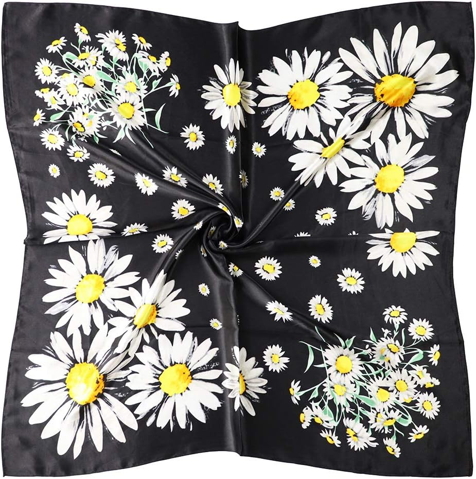 Vabovin Women'S 35" Satin Square Silk like Hair Scarves and Wraps Headscarf for Sleeping - 006 Yellow Cashew Design image number 3