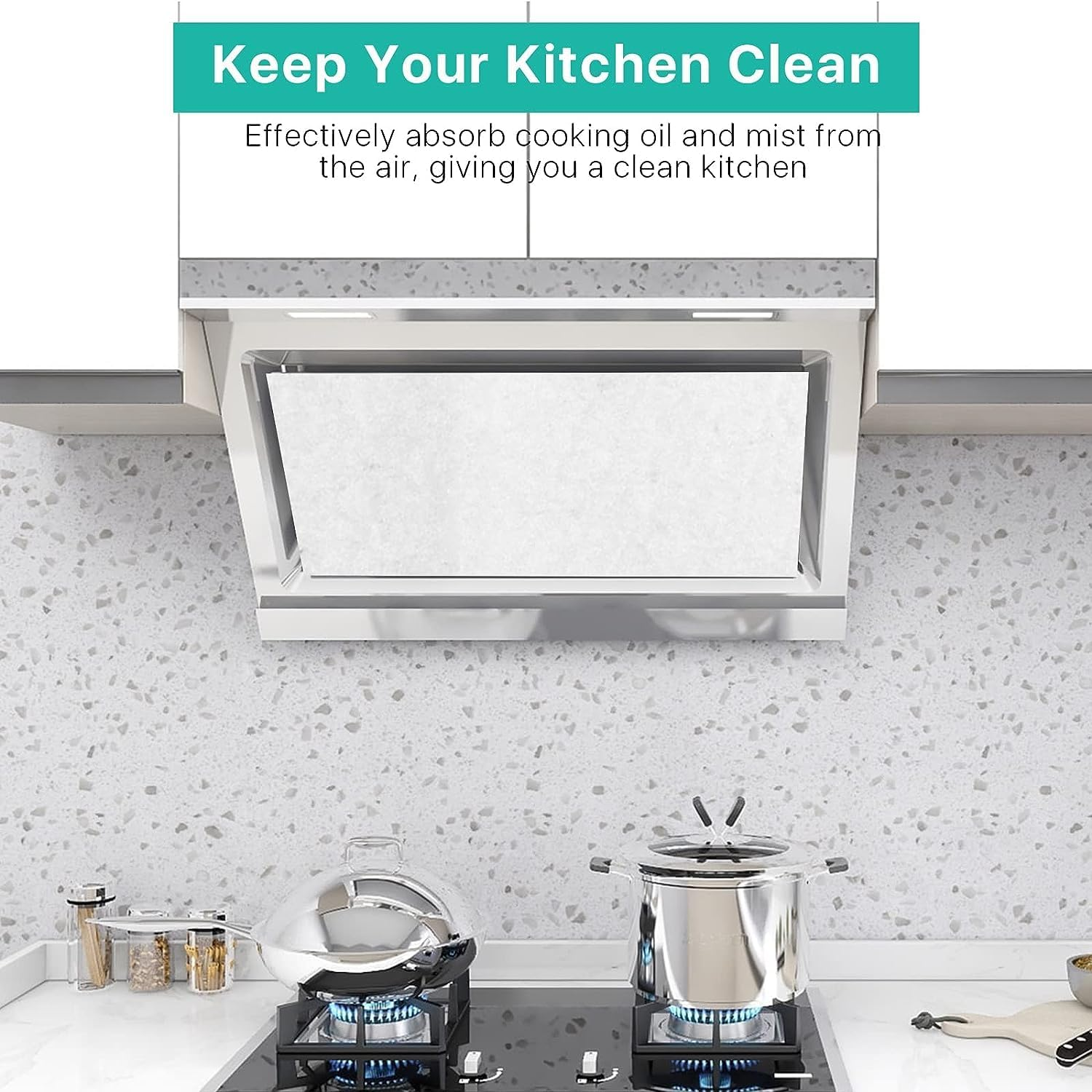 Range Hood Filters, Nonwoven Fabric Range Hood Replacement Filter with Adhesive Strips and Magnetic Block, anti Oil Filter Paper for Kitchen (2*Range Hood Filters 2*Adhesive Strips 16*Magnetic Blocks) image number 5