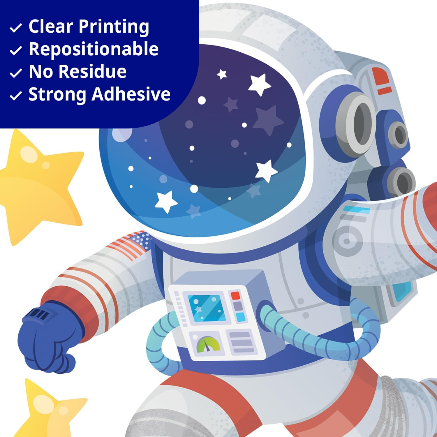 DECOWALL SG2-2416 Rocket Astronaut Wall Stickers Decals Kids Bedroom D&eacute;cor Nursery Boys Galaxy Stars Outer Space Planets Solar System Dark Removable Decoration Living Spaceship Window Art Mural Peel