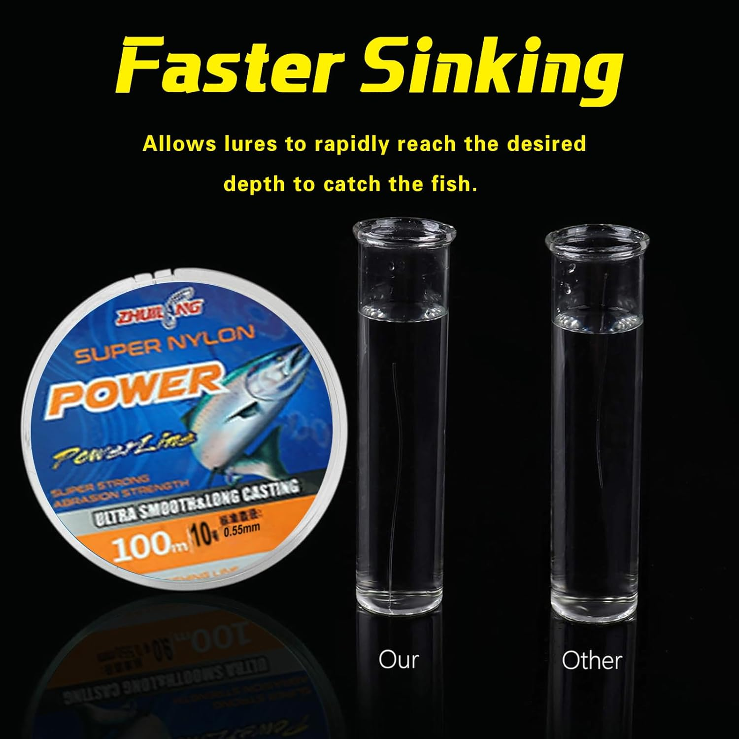 TOOGABBIE 2 Roll 100M Clear Fishing Line, Fishing Wire-Strong Nylon Material for Saltwater and Freshwater Fishing，Low Light Refraction,Super Smooth, Highly Abrasion Resistant image number 4