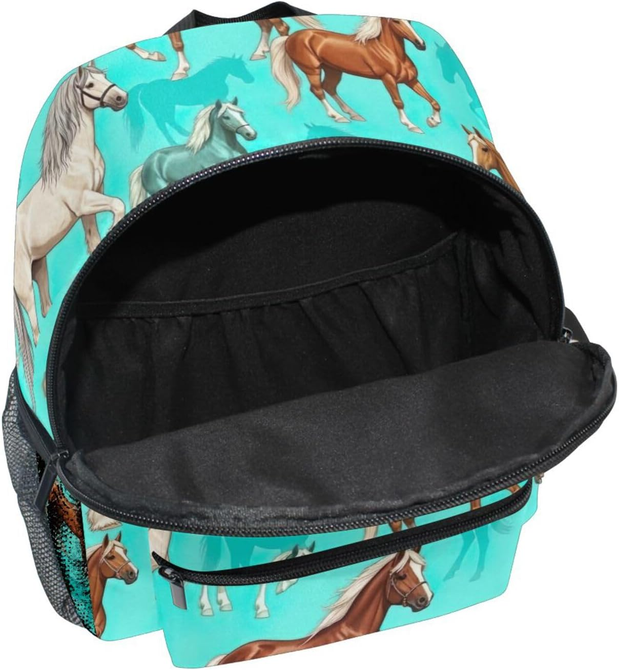 RPLIFE Toddler Backpack for Girls Boys, Horse Turquoise Travel Backpack with Name Tag Mini, 3-8 Years image number 6