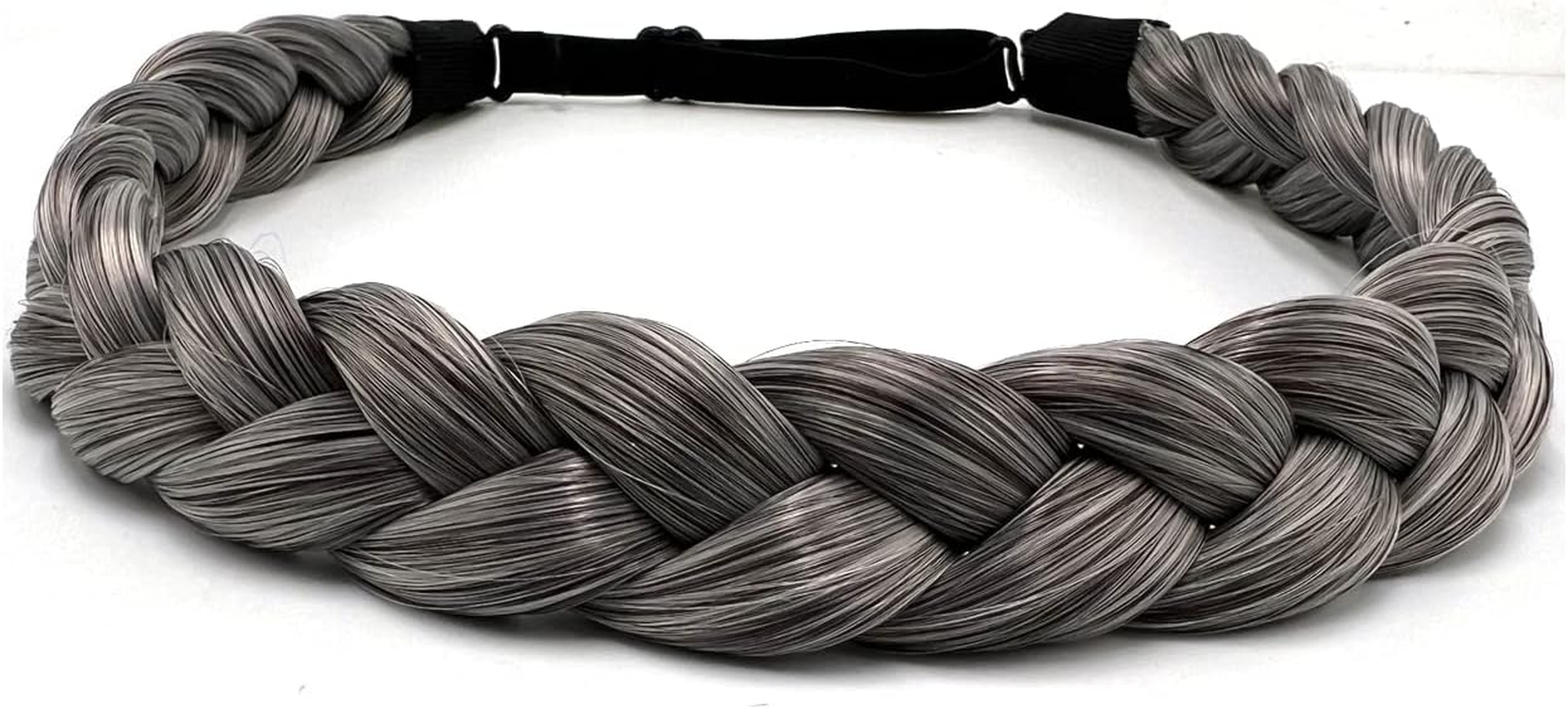 TOECWEGR Braided Headband 3 Strands Synthetic Hair Braided Headband Classic Chunky Elastic Hairpiece Women'S Beauty Accessories (Dark Brown-6A27) - Black/Brown image number 5