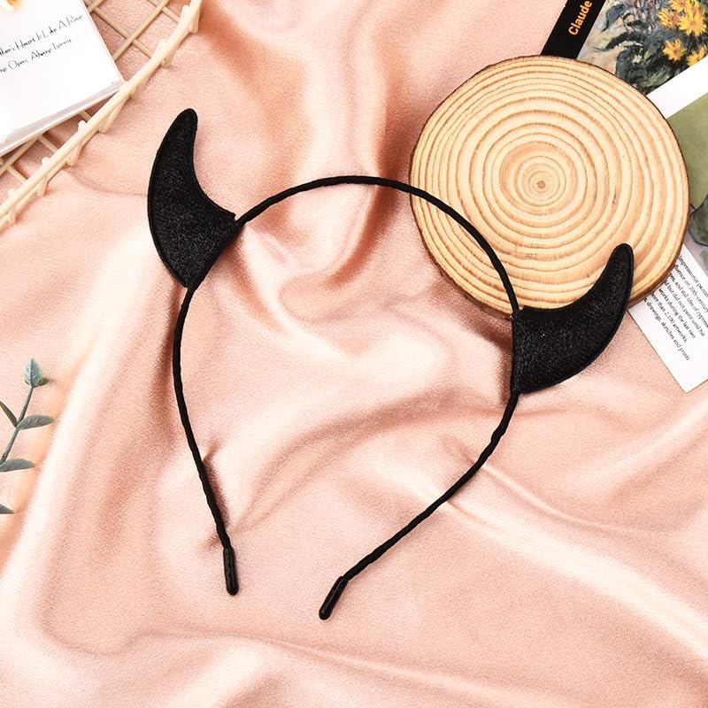 Glitter Devil Horn Headband Halloween Cosplay Costumes for Girls Women Black Horns Halloween Costume Accessories for Kids Adult Sparkly Bling Devil Horns Cosplay Horn Hair Accessories for Party Outfit image number 1