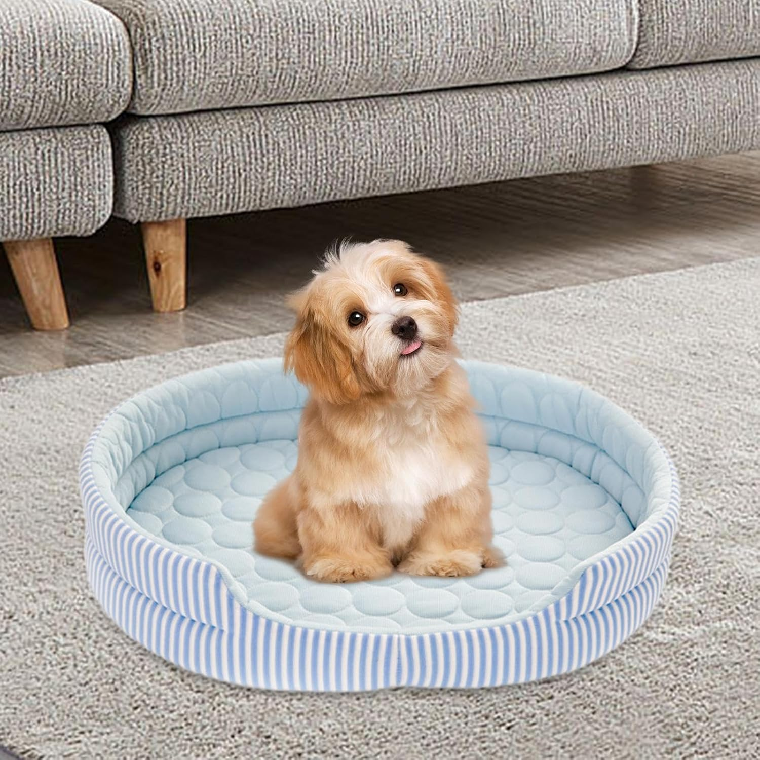 Stgfyxgs Cat Cooling Bed, Puppy and Kitten Cooling Mat, Summer Cooling Mat, Winter and Summer Iced Silk Pet Bed for Cats of All Ages, Blue image number 3