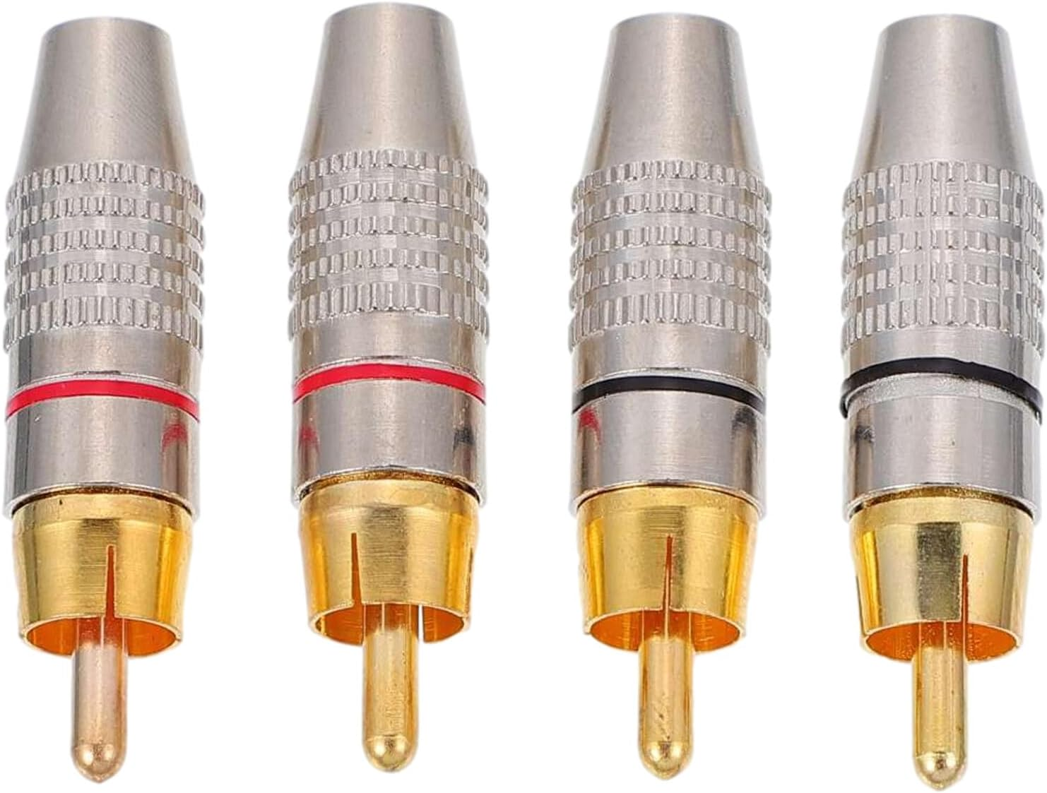 FONDOTIN 4Pcs Gold-Plated Male Audio Plug Connector Set Rings, AV Cable Repair Ends for Professional Speaker and Hi-Fi Audio Systems in Home Theater image number 3