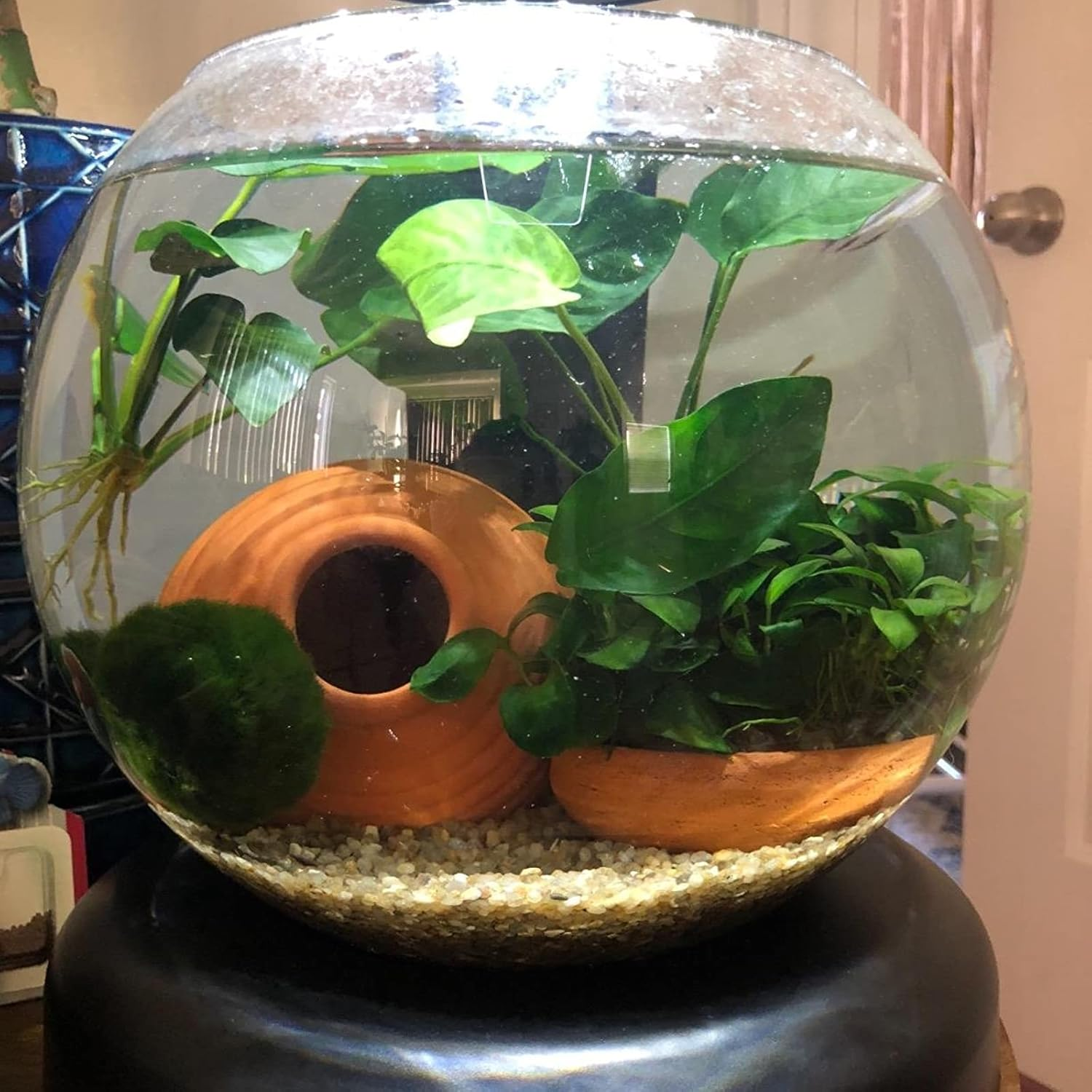 Saim Ceramic Jar Aquarium Decorations Fish Tank Cave Breeding Cones Cave Fish Tank Ornaments for Betta Fish Amano Shrimp Cichlid Bonsai to Play Hide and Rest Yellow image number 2