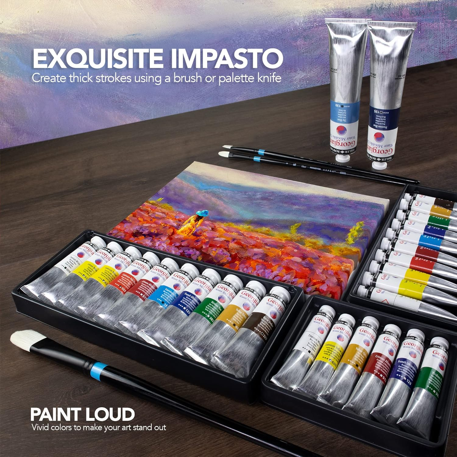 Daler Rowney Georgian Water Mixable Oil Paint Selection Set, 37 Ml (10 Pieces)