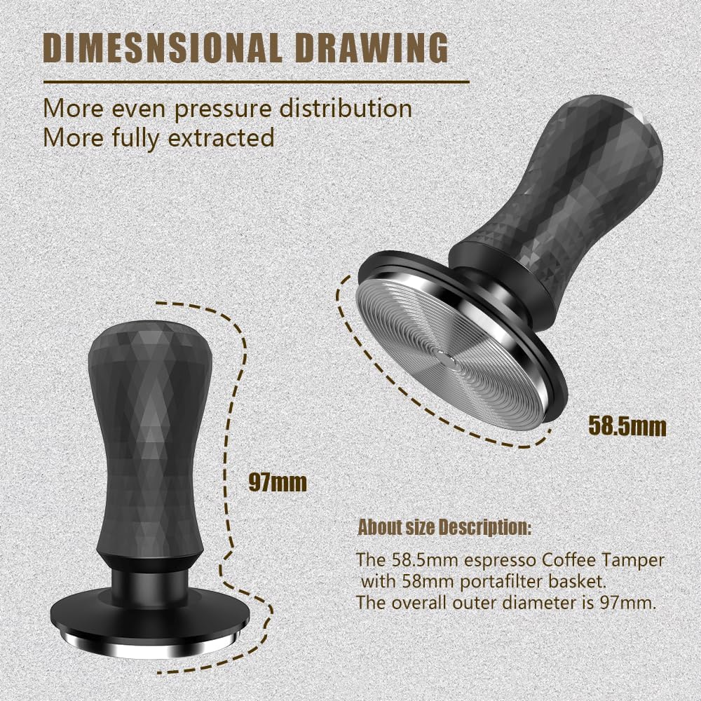 KYONANO 58.5Mm Espresso Coffee Tamper, 30Lb Spring-Loaded Calibrated Tamper with 304 Stainless, Anodized Aluminum Handle Barista Tamper Suit for over 58Mm Rancilio, Gaggia Portafilter image number 1