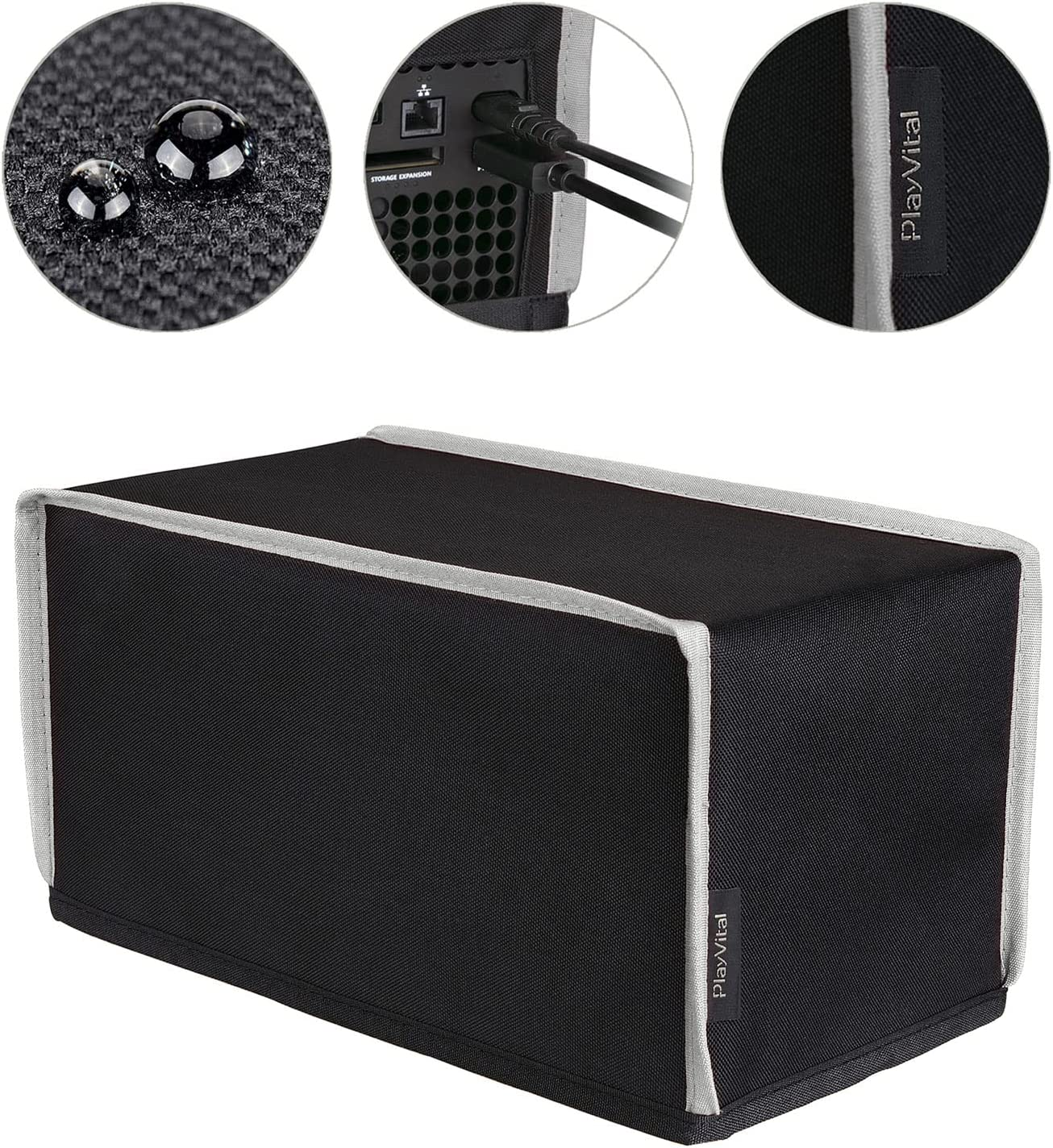 Playvital Black Nylon Horizontal Dust Cover for Xbox Series X Console, Soft Neat Lining Dust Guard, anti Scratch Waterproof Cover Sleeve for Xbox Series X Console
