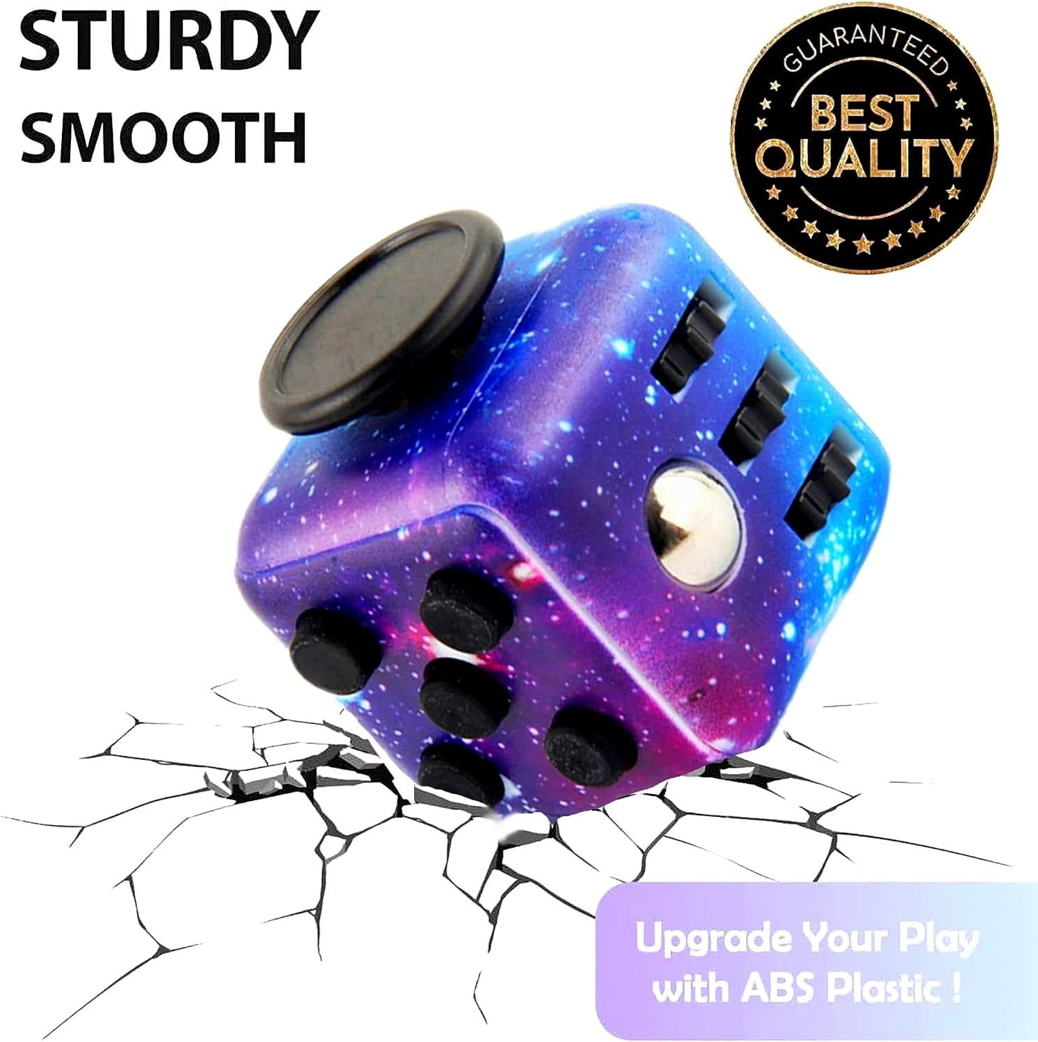 2 X Anti-Stress Cube Toy, Fidget Toy Cube, Fidget Pad Controller for Stress Relief for Nervousness for ADD, ADHD, Autism, Teenagers, Children, Adults (Galaxy) image number 6