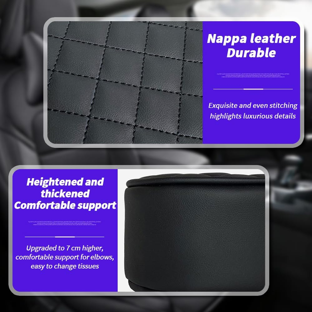 TOMVAES Car Armrest Cover,Leather Armrest Support Elbow Rest Pillow,Auto Center Console Cushion Pad with Cup Holder and Organizer for Suv/Truck/Vehicle,Black image number 5