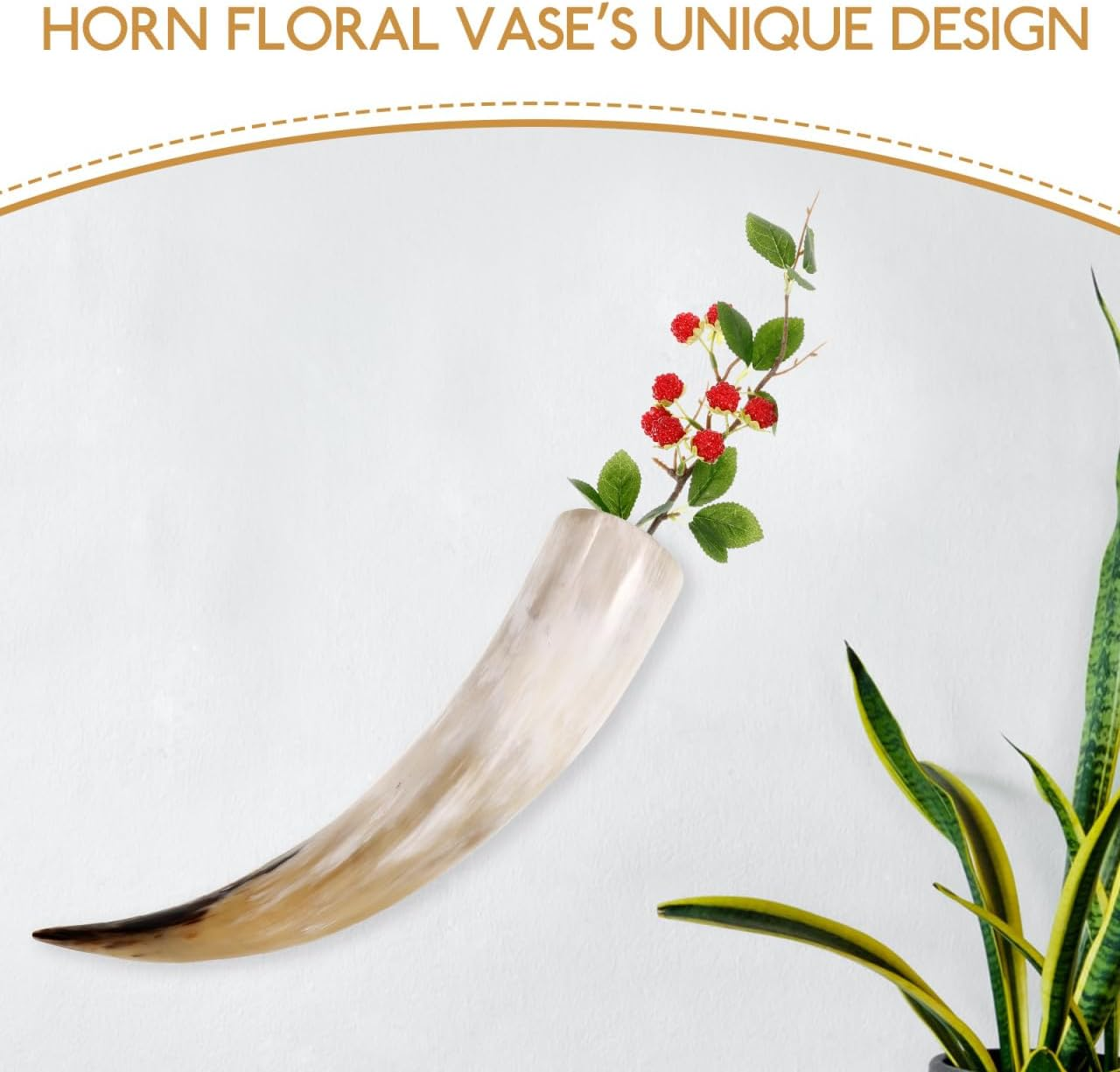 Luxshiny Cow Horns Wall Decor Vintage Ox Horn Vase Vintage Decorative Vase Style Ornament for Home Decor Craft, 30 X 7 X 5.5Cm image number 6