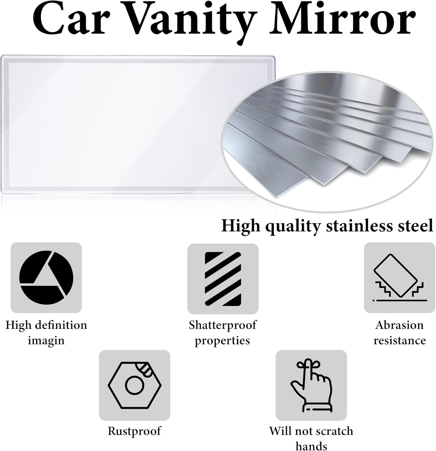 Car Sun Visor Mirror, HD 5.91"&times;3.15" Portable Car Vanity Mirror, Seatback Self-Adhesive Makeup Mirrors, Shatter-Proof Cosmetic Accessories for Automotive Truck SUV Vehicle
