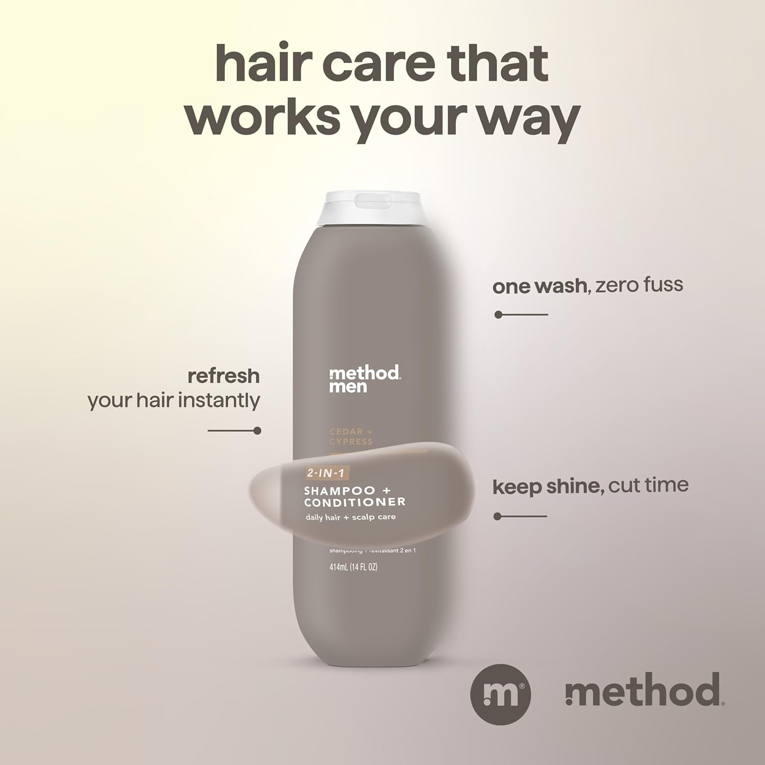 Method Men 2-In1 Shampoo plus Conditioner Cedar & Cypress - 14 Fl Oz image number 2