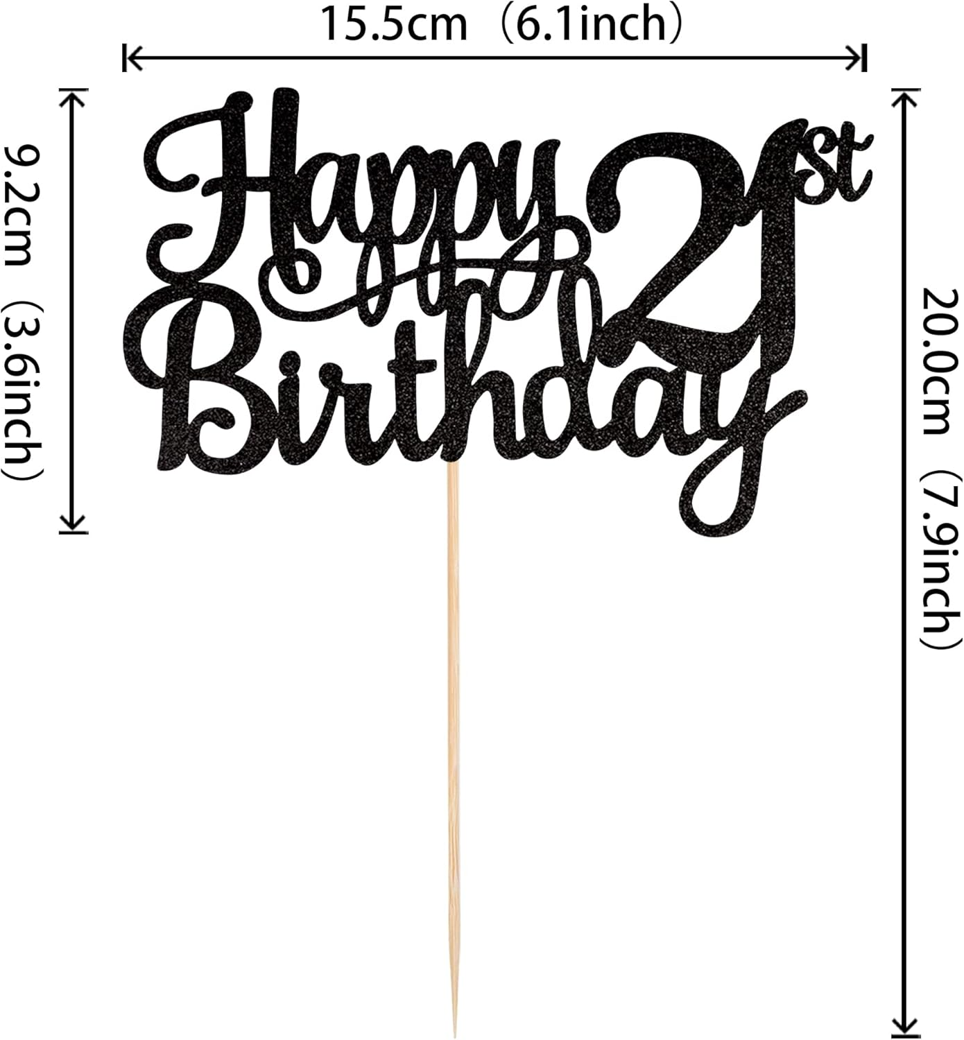 1 PACK Happy 21St Birthday Cake Topper Glitter Cheers to 21 Years Birthday Cake Pick 21 Fabulous Cake Decoration for Happy 21St Birthday Theme Party Decorations Supplies Black - 13Th image number 6