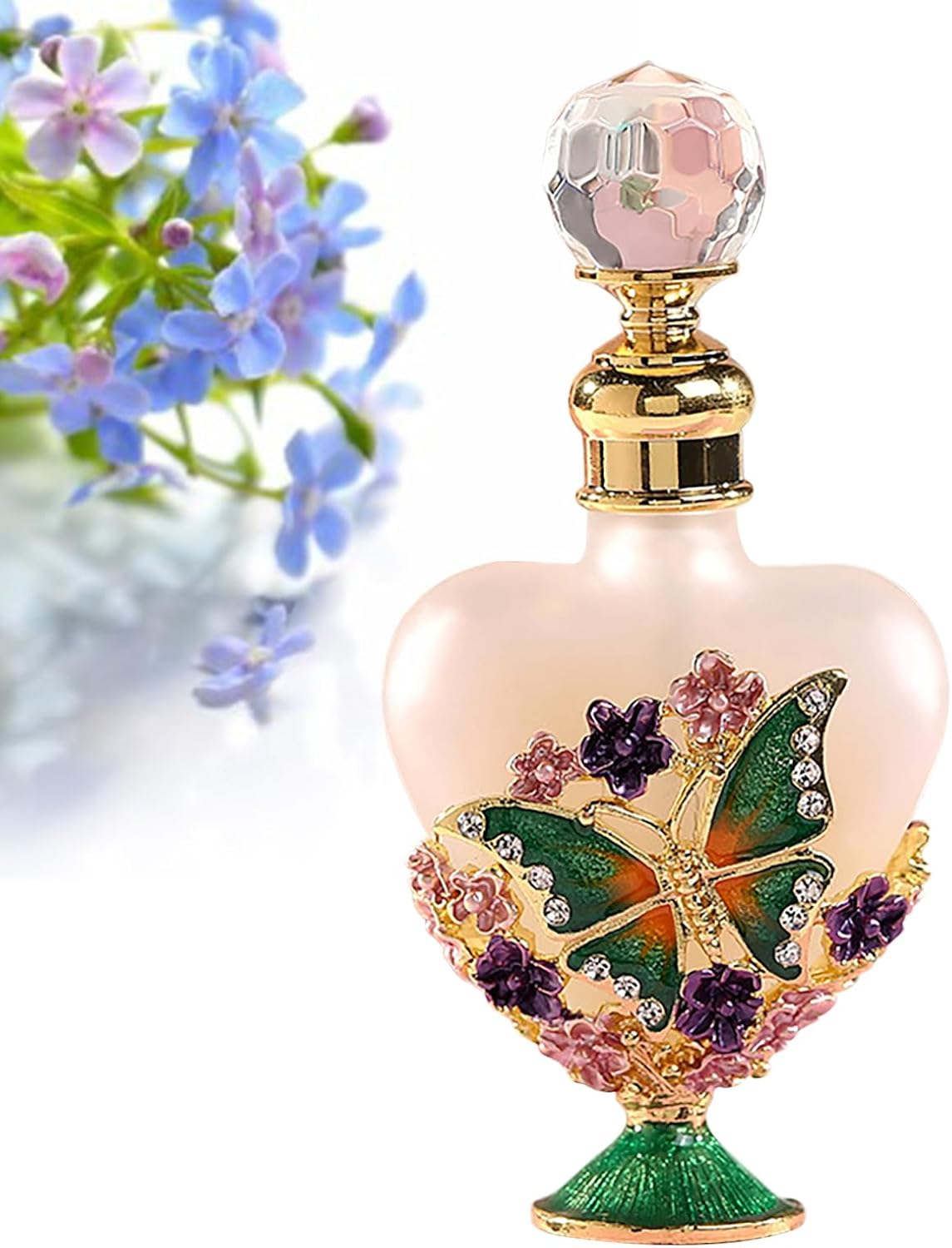 Joyeee Small Glass Perfume Empty Decorative Bottles, Sliver White Empty Refillable Sprayer Bottle, Portable Perfume Case Fragrance Empty Antique Bottle Decorative Crystal Perfume Decanter, 1 Pcs 50Ml